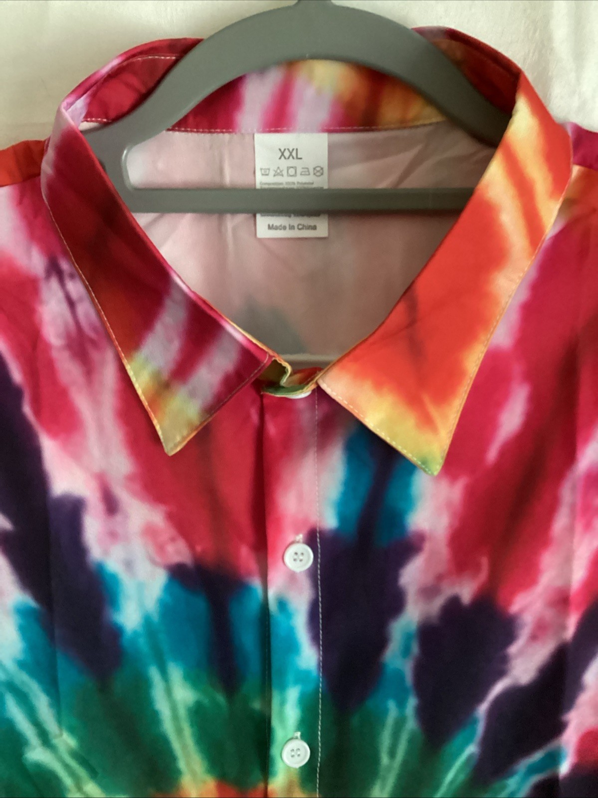 Men’s Retro Psychedelic The Dye Button Up Shirt XXL