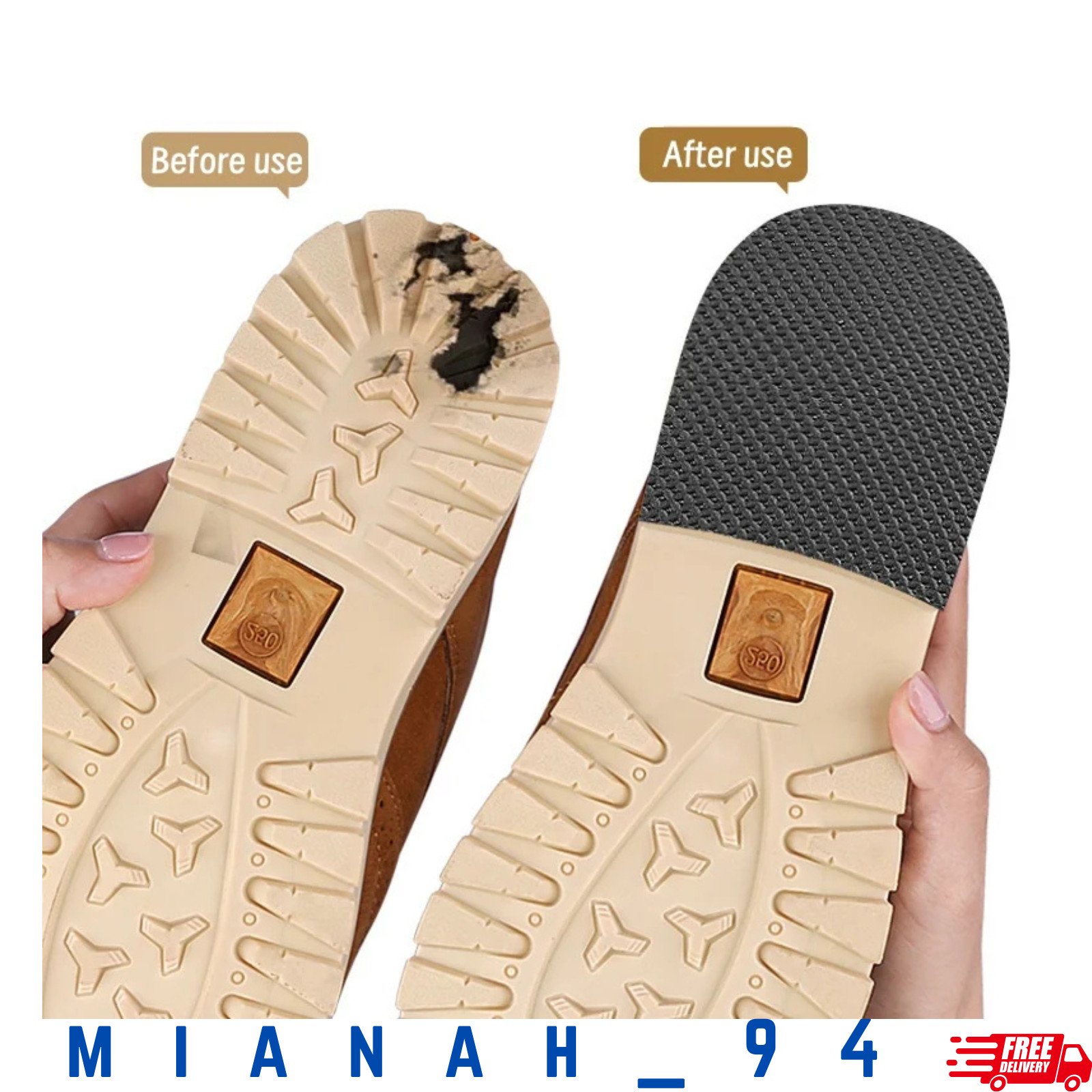 Self Adhesive EVA Shoe Sole Repair Patch Black Rubber Anti Slip Protector Pads