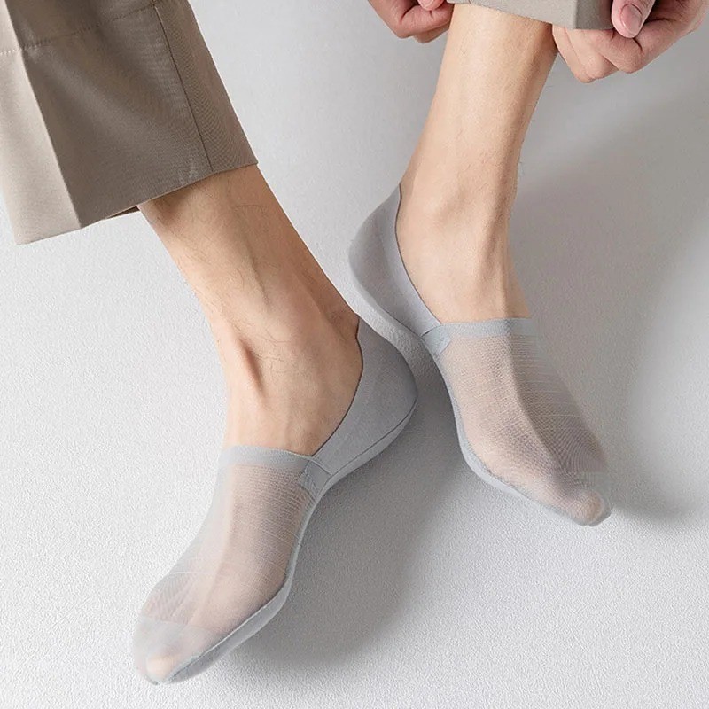 3 Pairs Men’s Low Cut Invisible Socks Mesh Summer Silicone Non Slip Comfort Fit