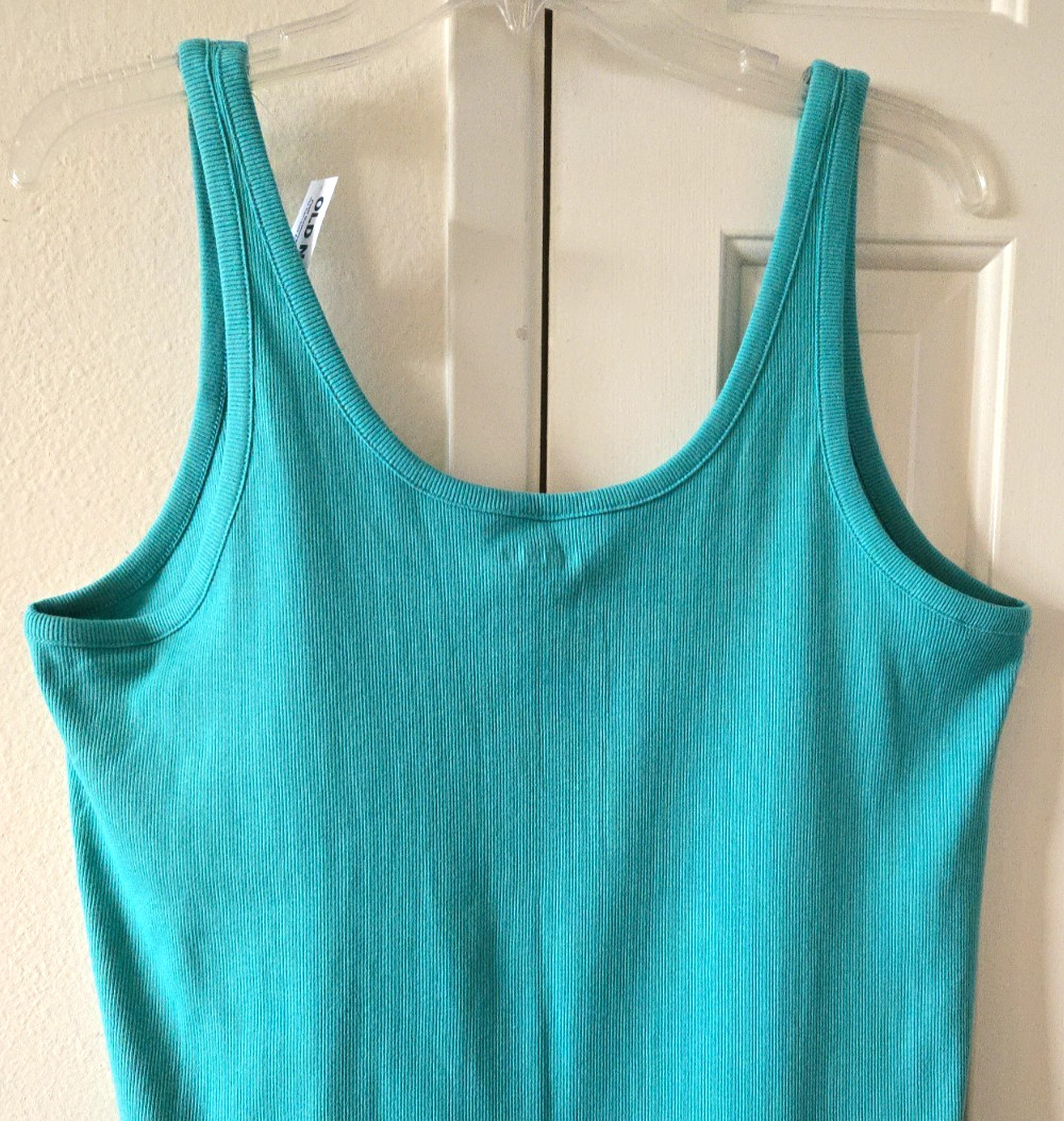 Hot Basic! Old Navy Teal Green Fitted Ribbed Knit Tank Top Cami 2XL 2X XXL Tall