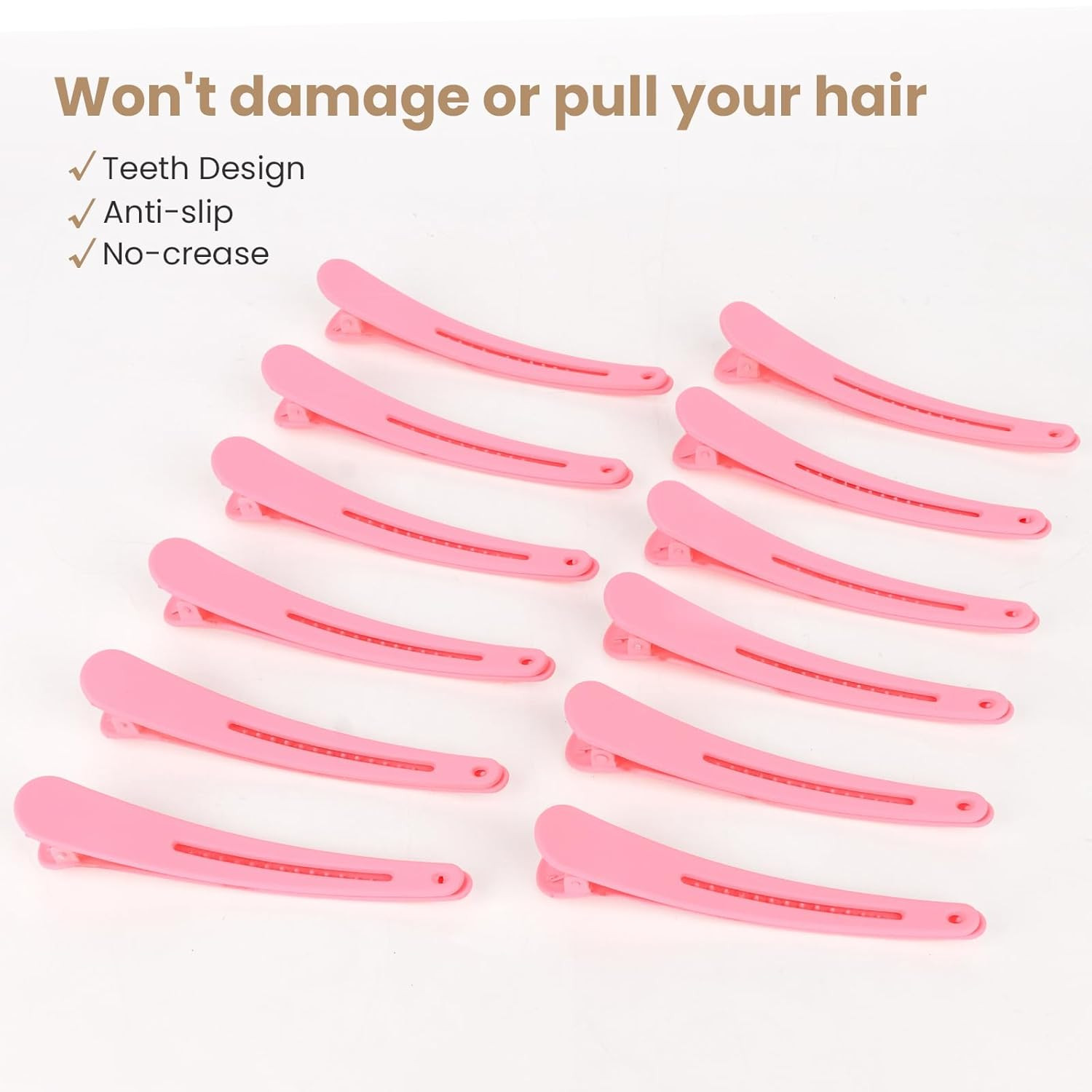 12 Pcs Pink Hair Clips for Styling Sectioning, 4.7 Inch Large Alligator Hair Cl