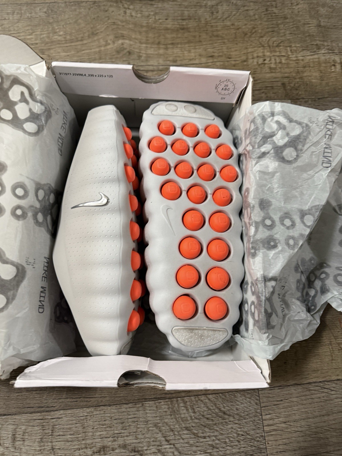 Nike Mind 001 Slip-On Slide Sandals Gray/Orange Rubber Logo Men’s US 9.5