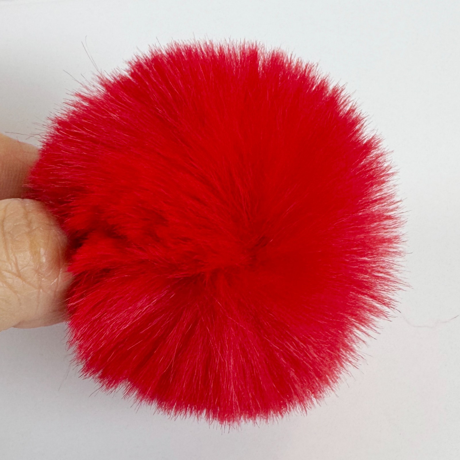 100pcs 6cm Faux Fur Pom Pom Balls with Elastic Loop DIY Keychain Bag Charm Craft