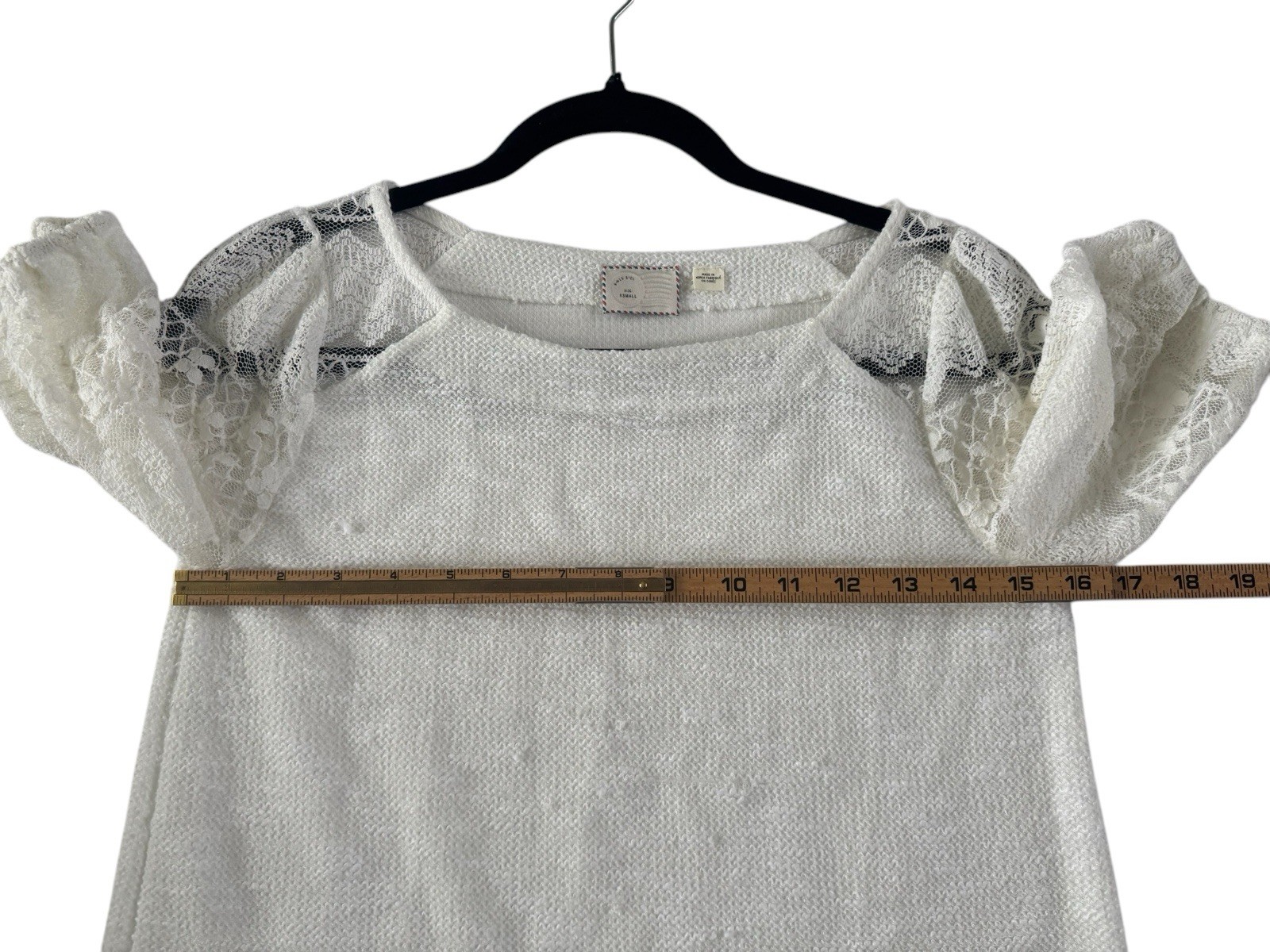 Anthropologie Postmark Crop Top Size Small Lace Sleeves Preppy Cottagecore #4422