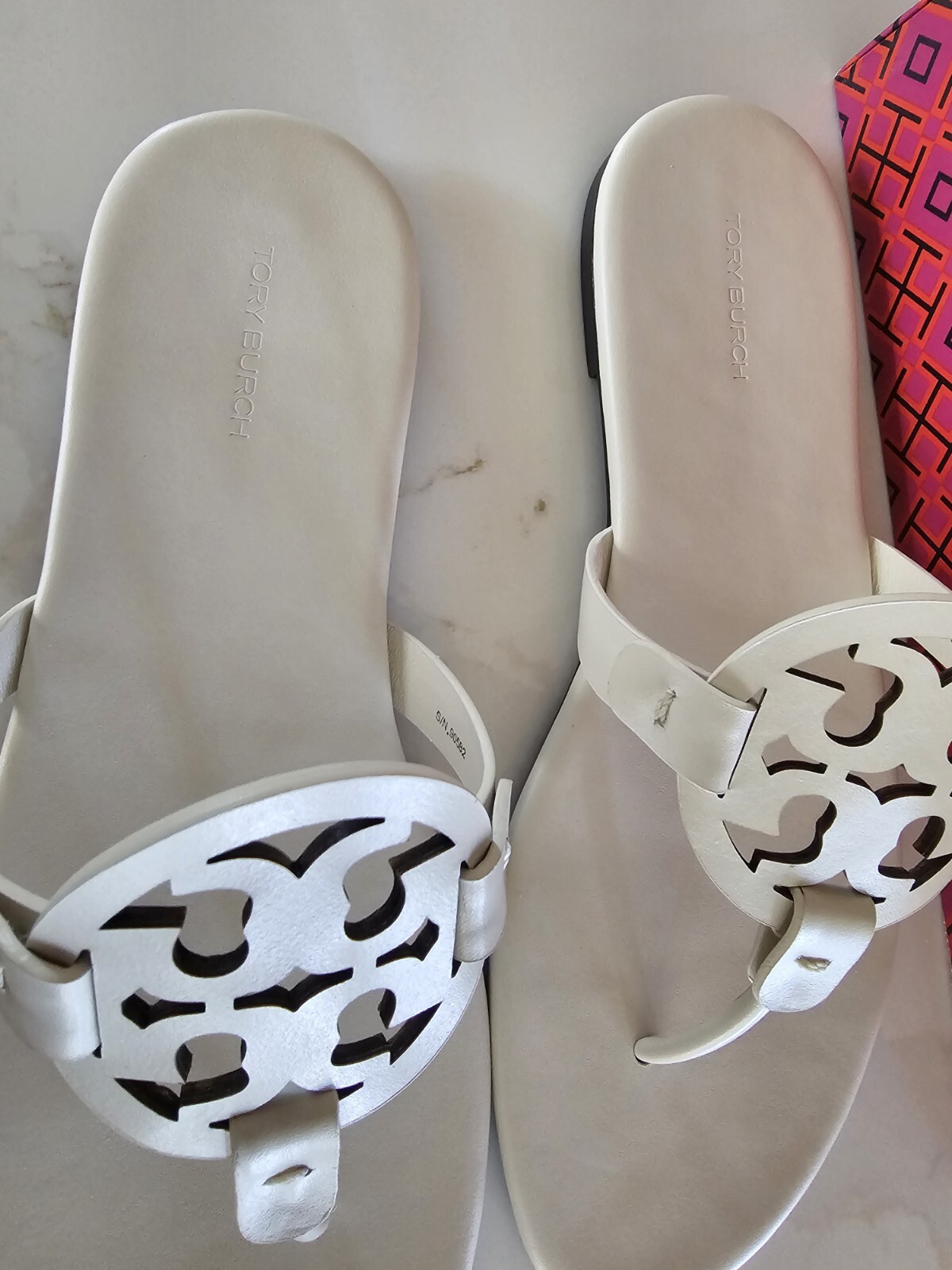 Tory Burch MILLER SANDAL SOFT Calf Leather New Ivory Size 10 (New in Box)