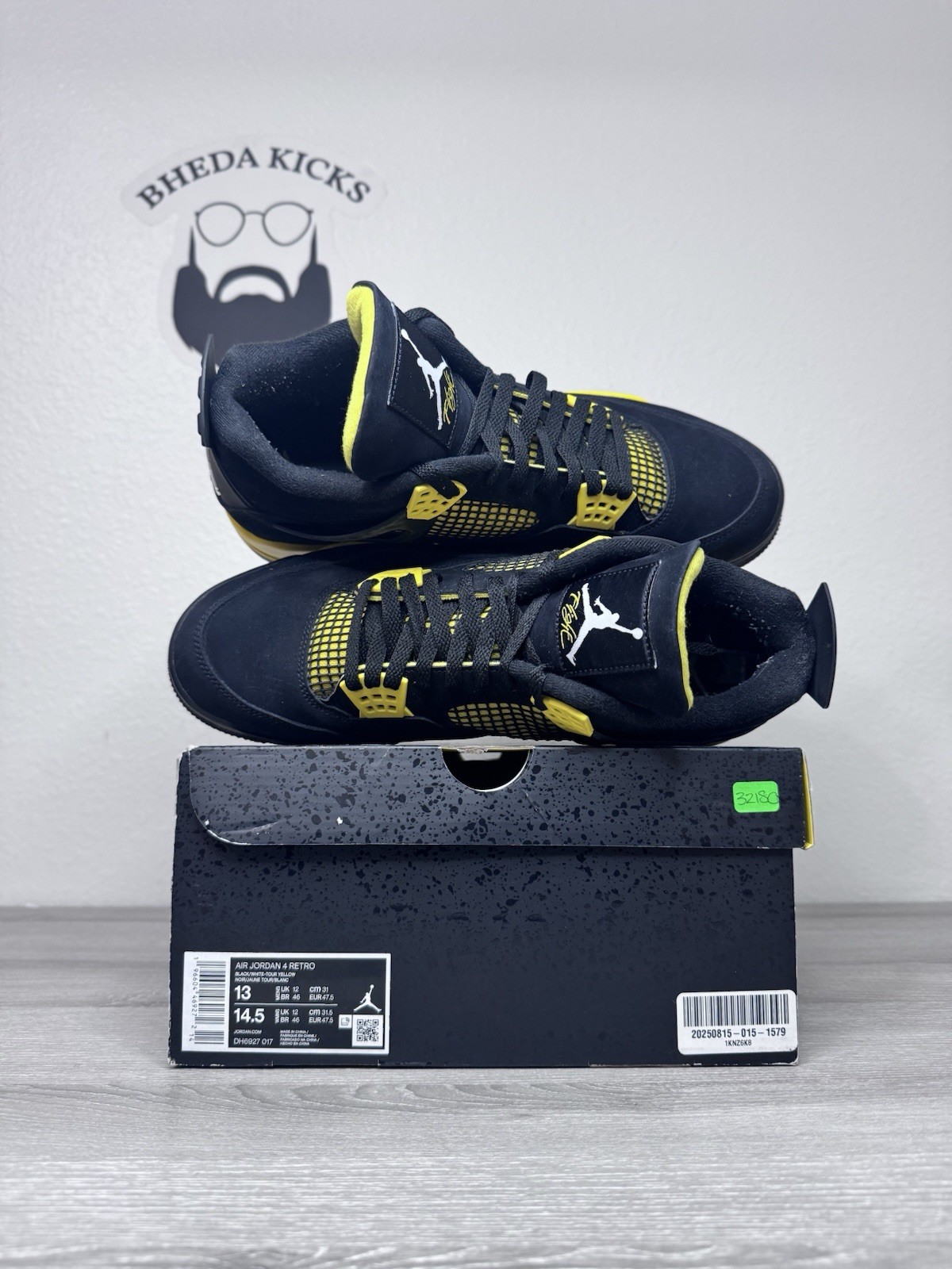 Size 13 – Air Jordan 4 Thunder Retro Size 13 Mens Black Sneakers 2023 DH6927-017