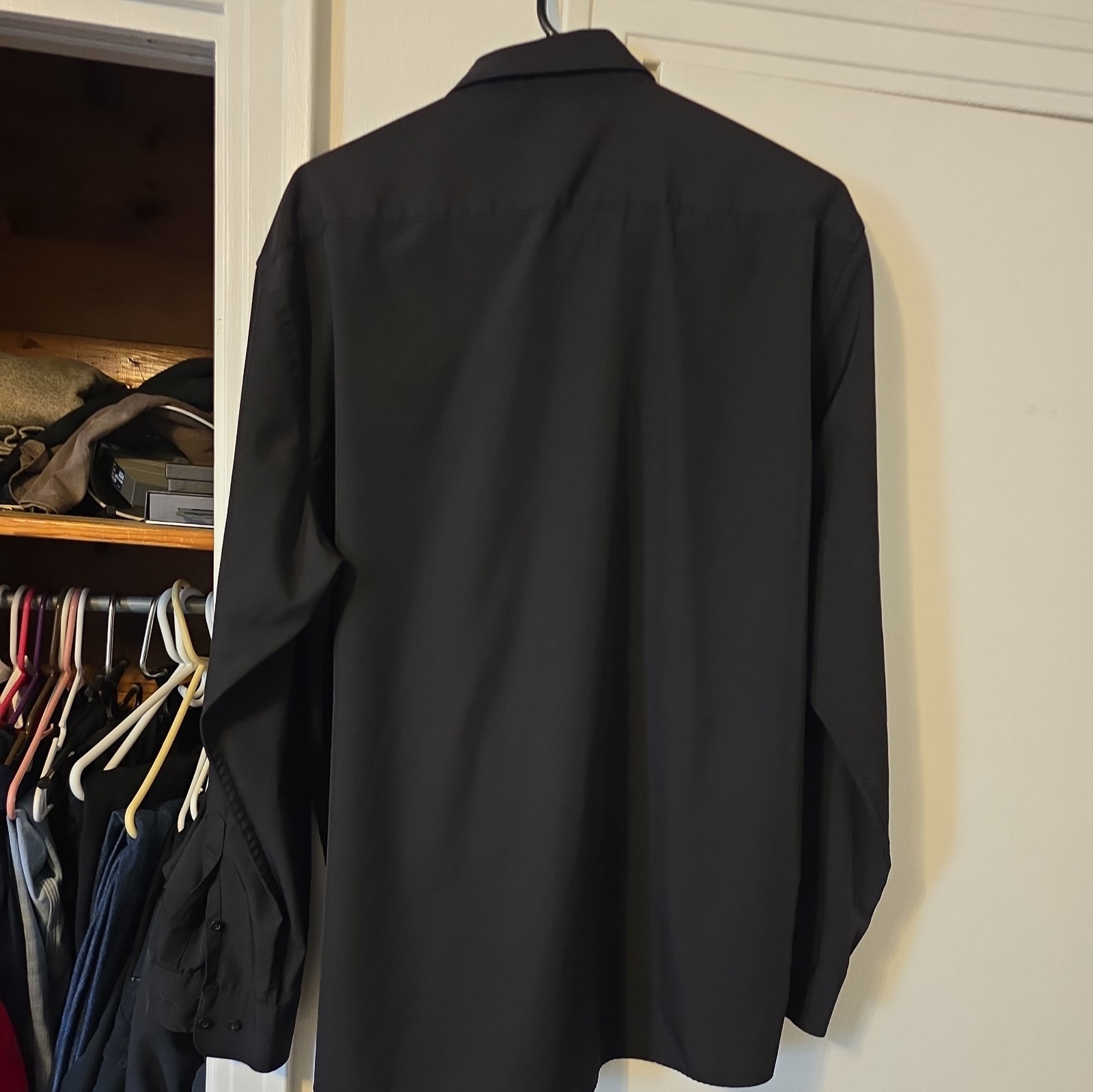 Nautica Slim Fit Black Button Up Dress Shirt XL 17-17.5/34-35