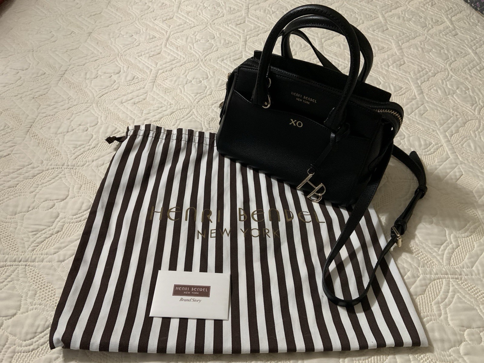 HENRI BENDEL W57th Black Mini Carryall Leather Crossbody Bag