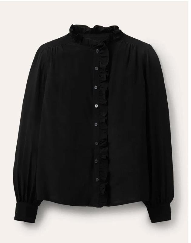 Women Boden Shirt Black Silk S