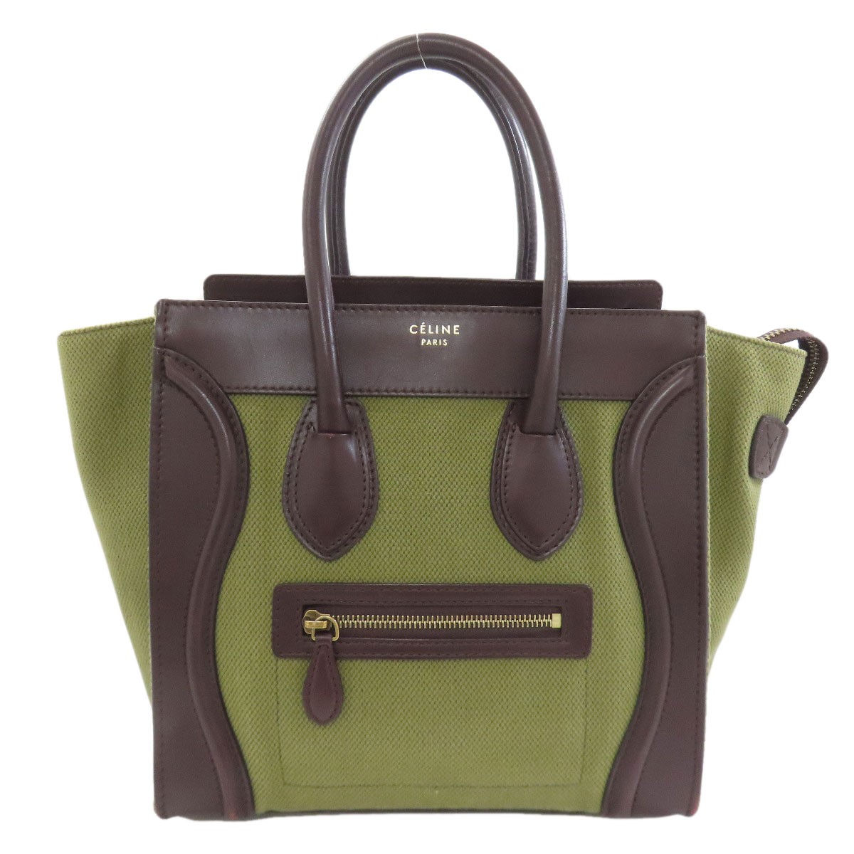 CELINE Luggage micro Handbag Canvas Leather Ladies [Used]