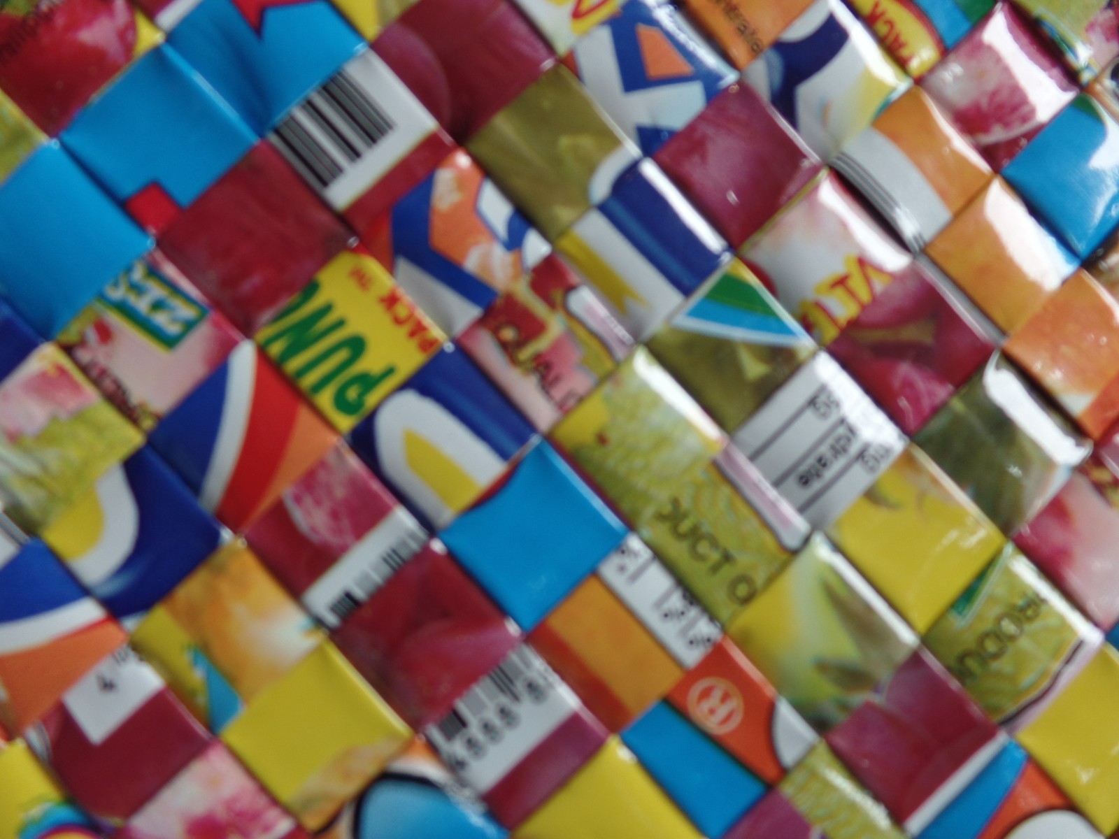Handmade Recycled Wrapper Woven Tote Bag, Multicolor, Eco-Friendly