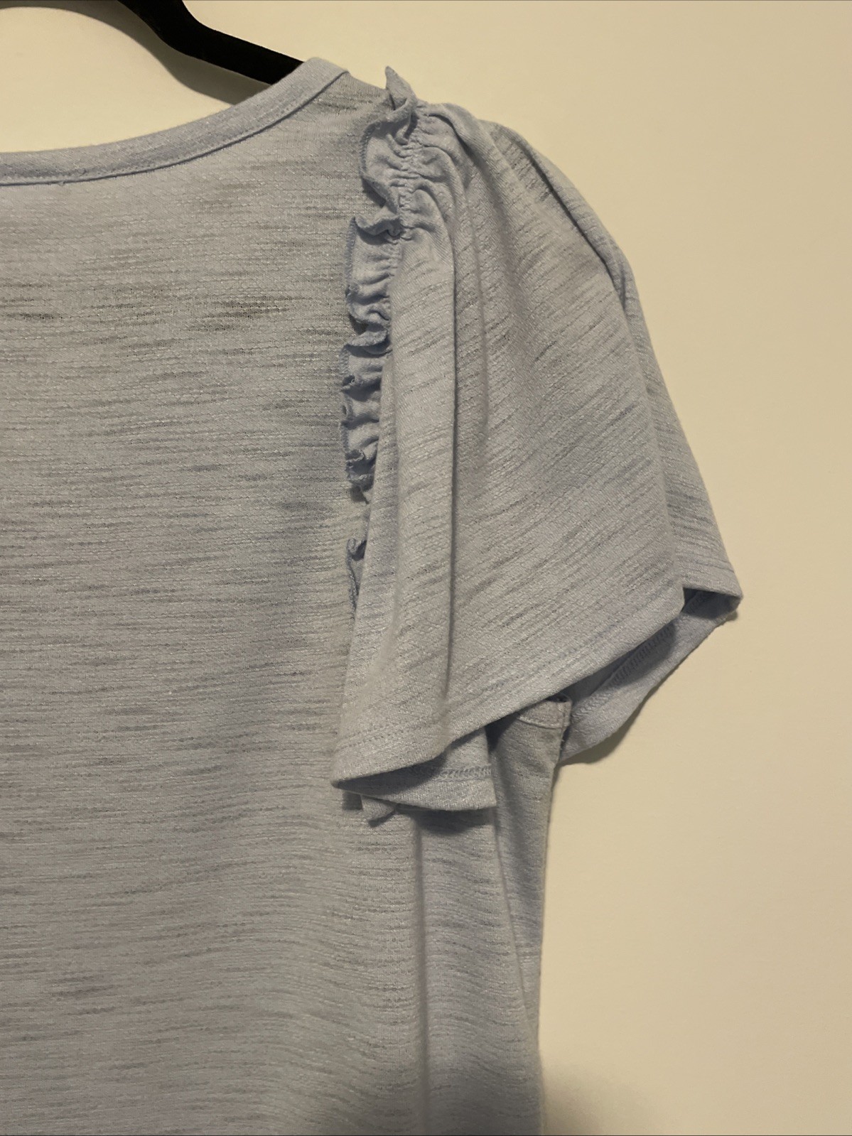 LC Lauren Conrad M Blue V Neck Ruffle Sleeve Knit Top Romantic