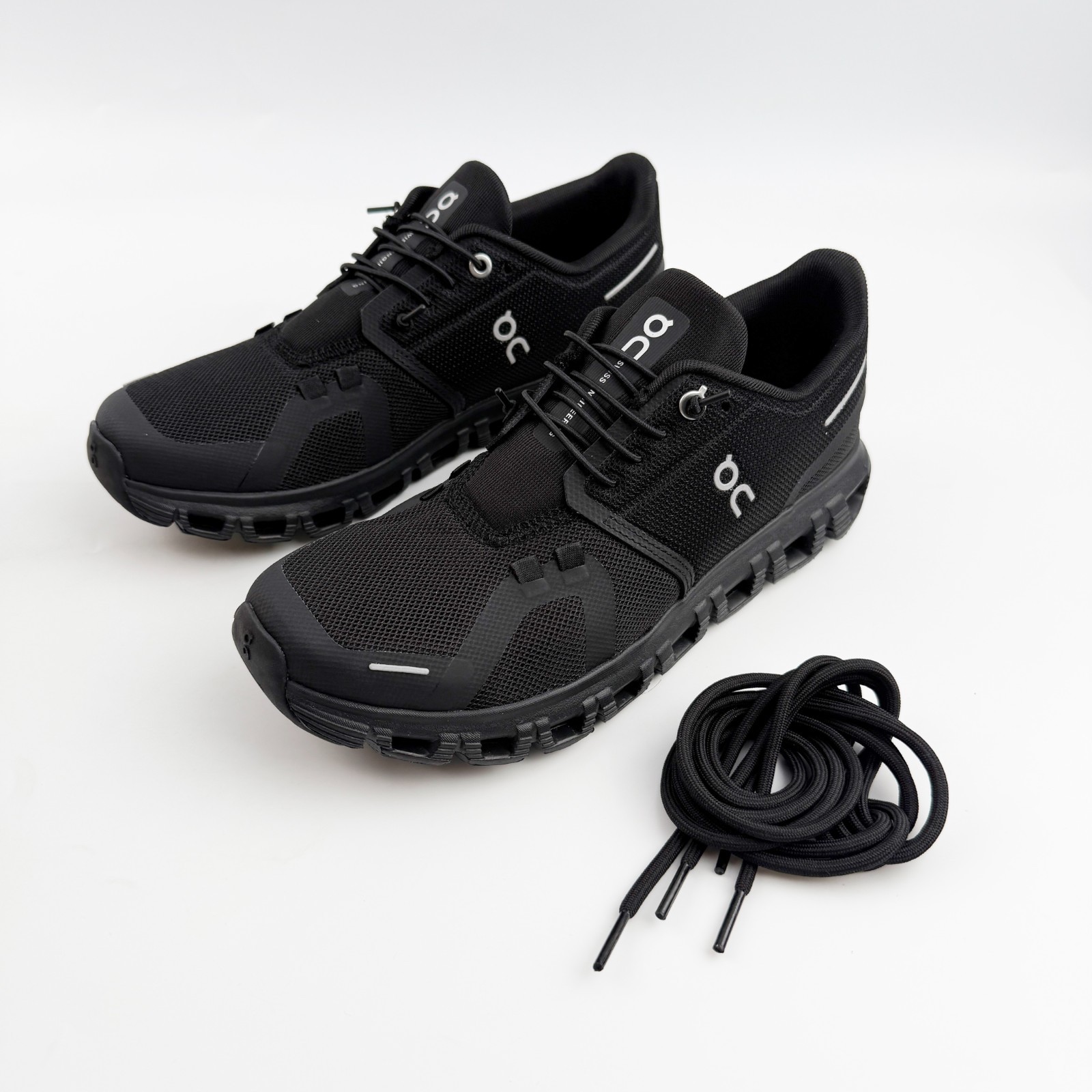 ON Cloud 6 Women’s Black All-Weather Comfort Running Sneakers Custom Shoelaces