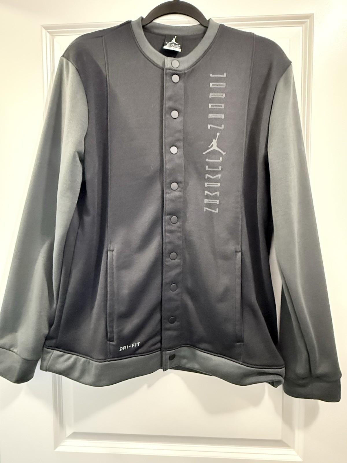 Air Jordan 11 Retro Snap Jacket Men Large Nike Black Gray AH1549-010 Y2K Dry Fit