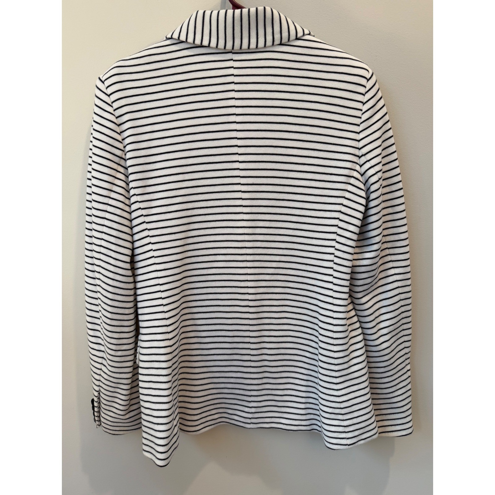 Lauren Ralph Lauren Striped Knit Blazer Jacket White Black Womens L