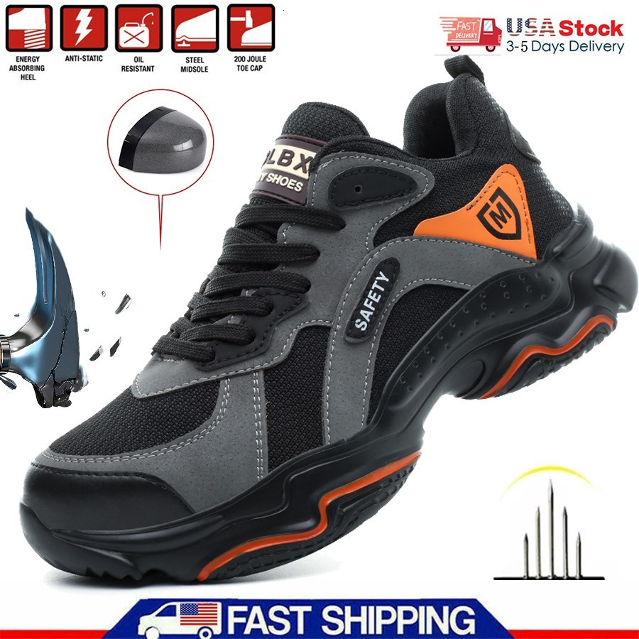 New Steel Toe Boots Safety Shoes Men Anti-Puncture Anti-Smash Shoes Non Slip