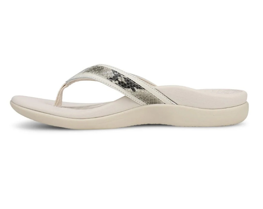 VIONICS Tide 2.0 Toe Post Sandal – Cream Snake Print Leather NEW