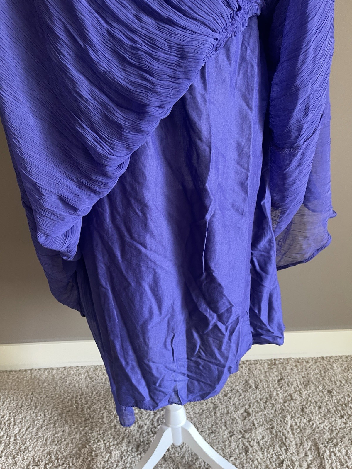 Sundance Woman’s Embroidered Long Ruffle Purple NWT Chiffon Maxi Dress Medium