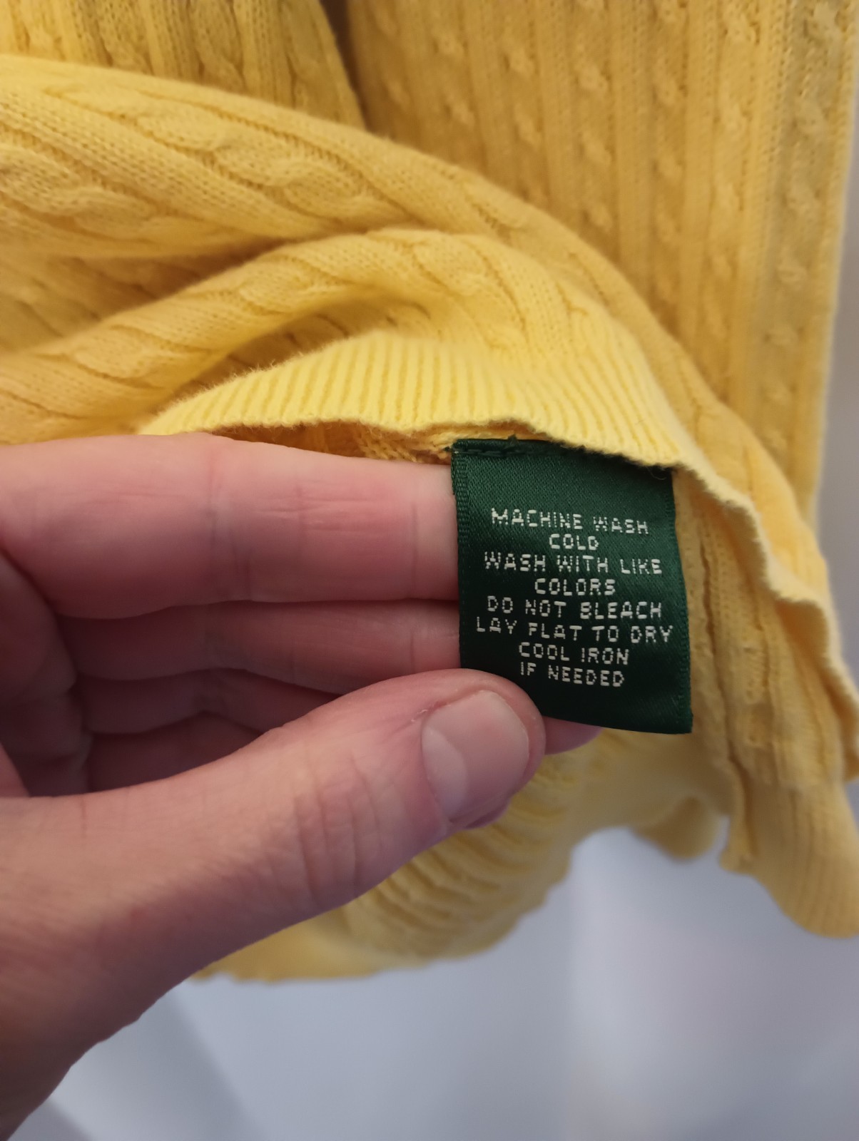 Ralph Lauren Womens Cable Knit Sweater XL Butter Yellow Tennis Prep Old Money