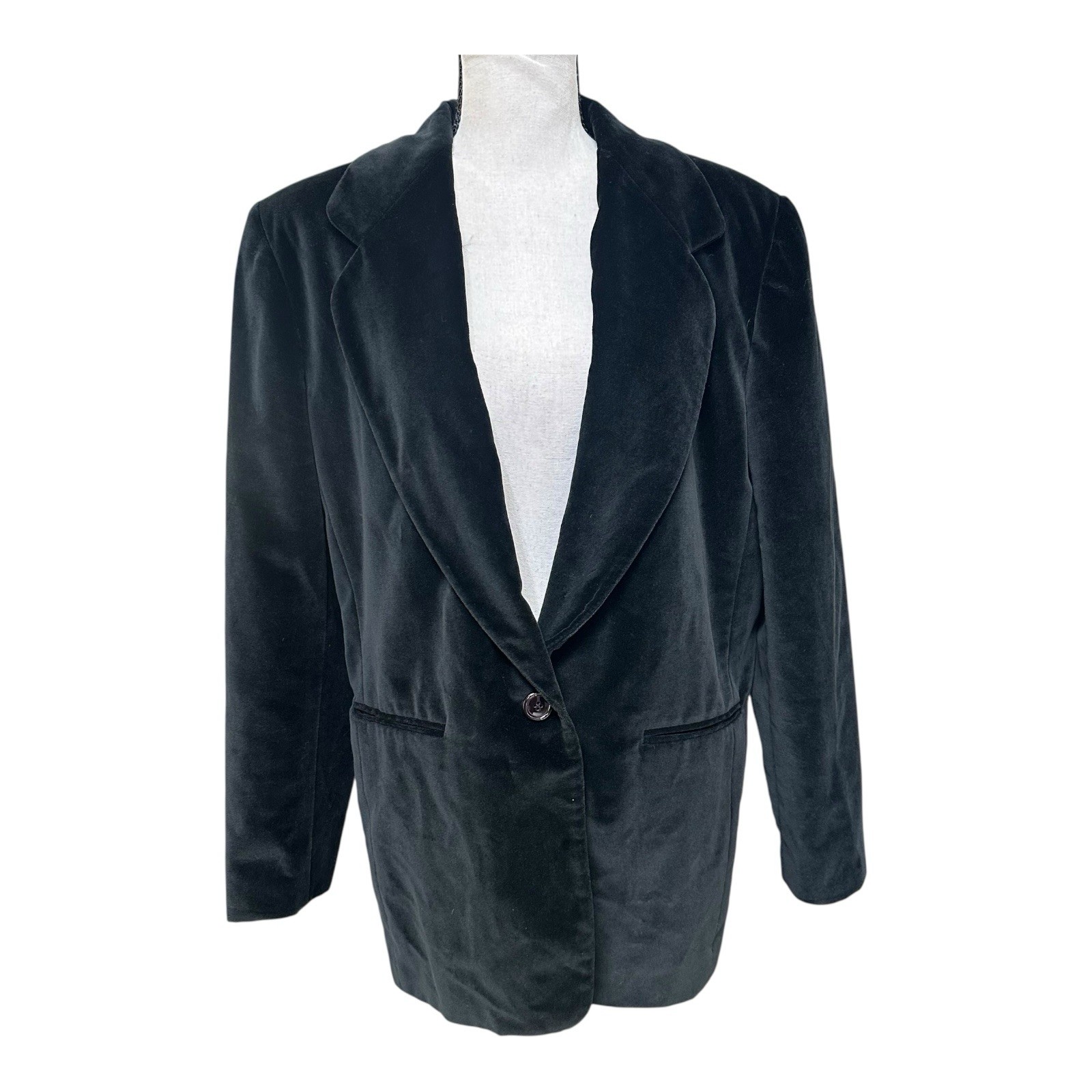 Vintage Harvé Benard Black Velvet Blazer Jacket Women’s Oversized 80s 90s Large
