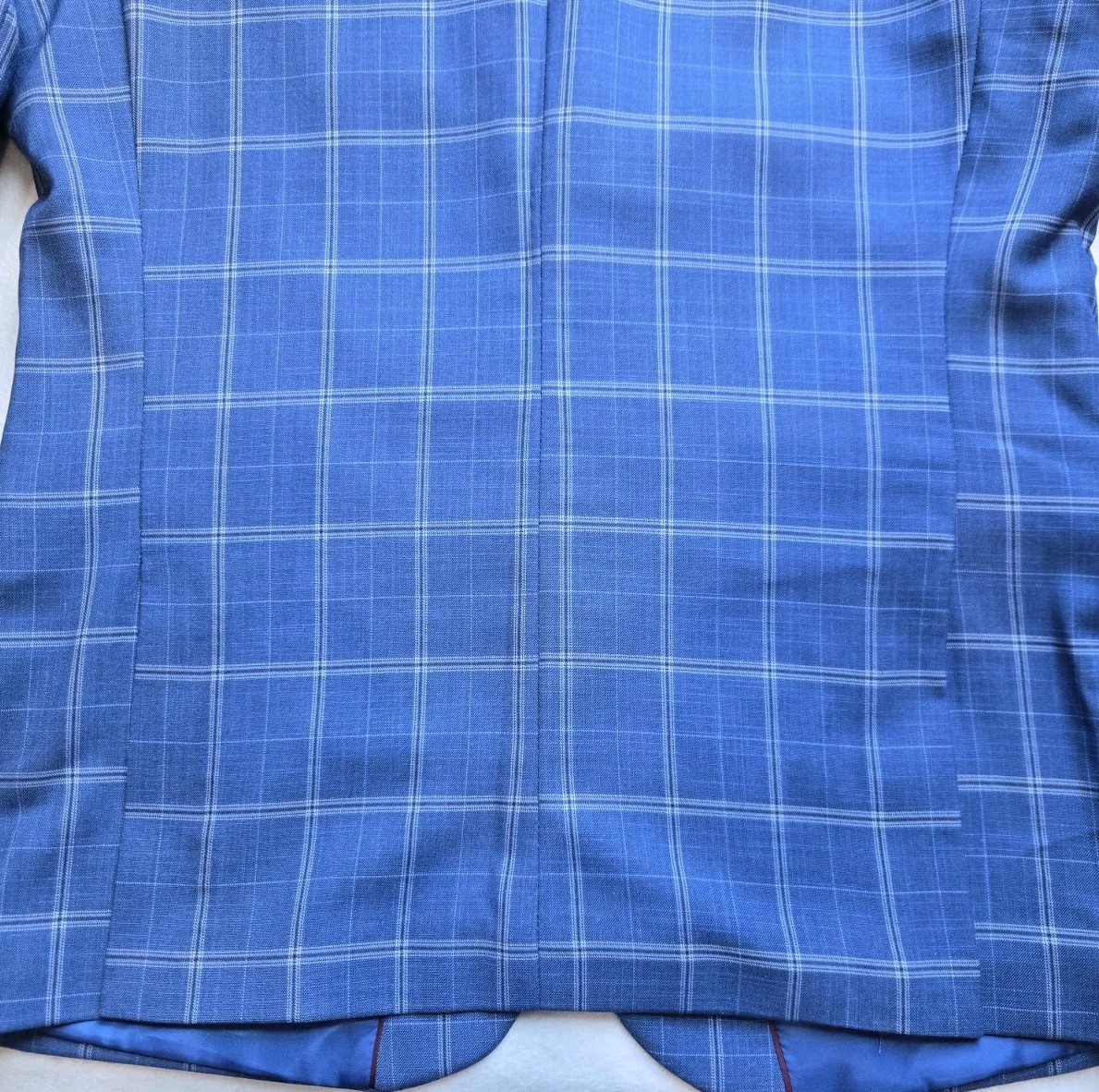 Lineage Performance Stretch Fabric Blue Windowpane 2pc Suit Mens 50R Pants W44