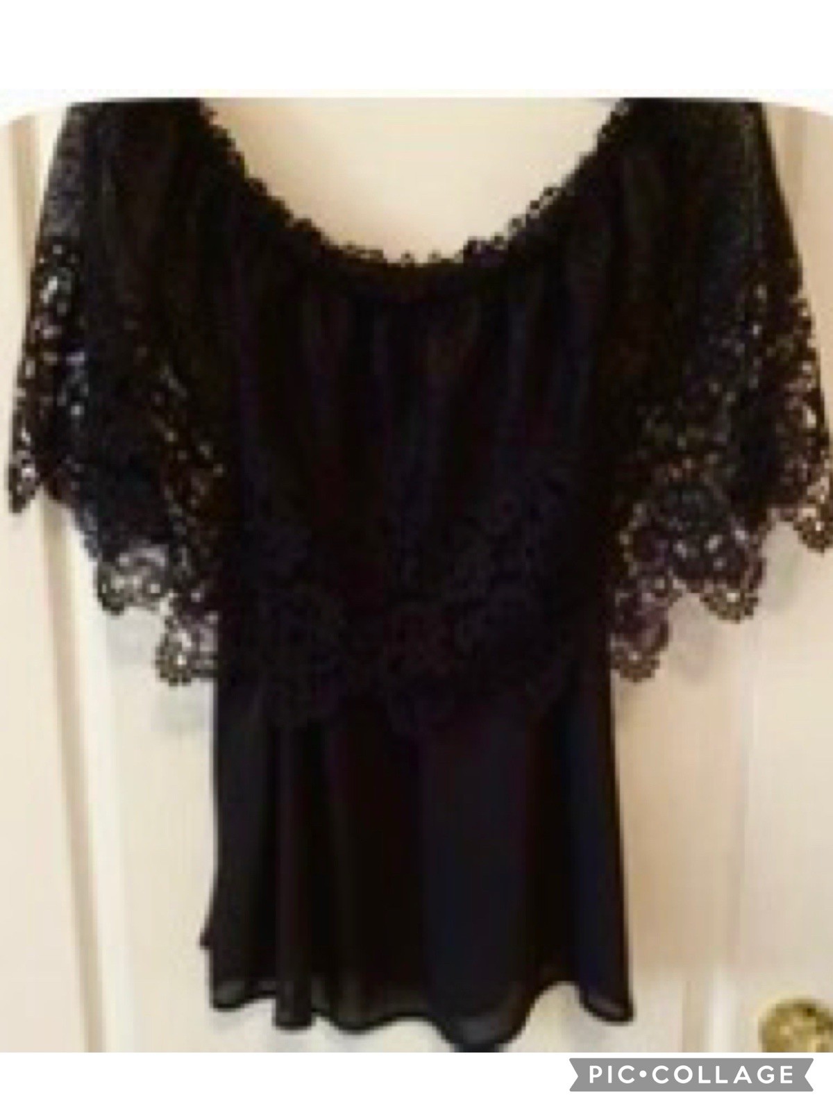 LILLIAN Off Shoulder Blouse boho Lace Cuff Bib Floral Whimsy goth 3X
