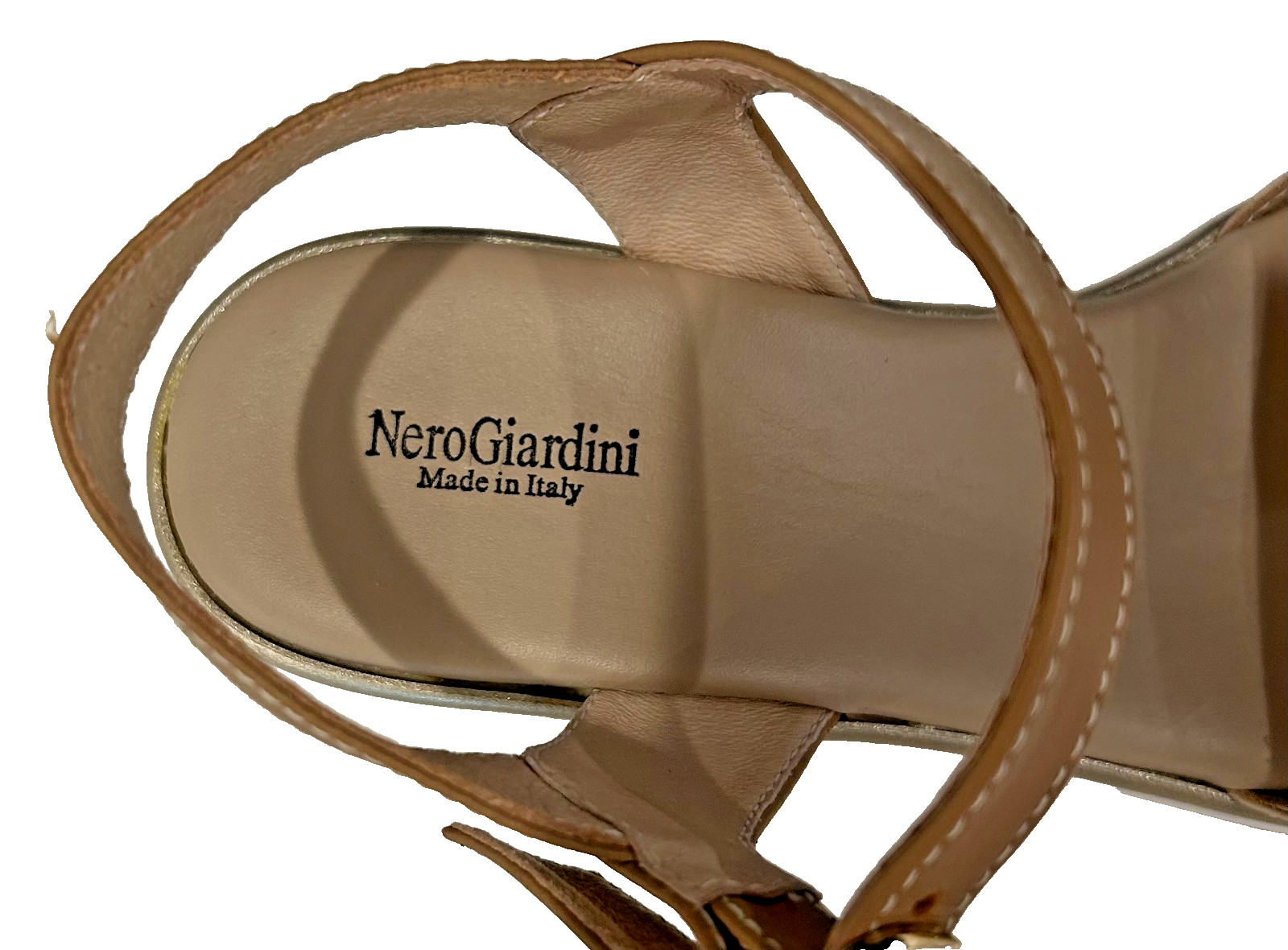 Nero Giardini Womens Chain Ankle Strap Platform Wedge Sandal Size 38