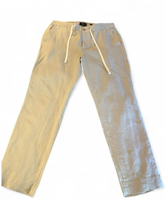Vince Men’s Hemp Drawstring Pant Size L in Pumice Rock New Without Tag