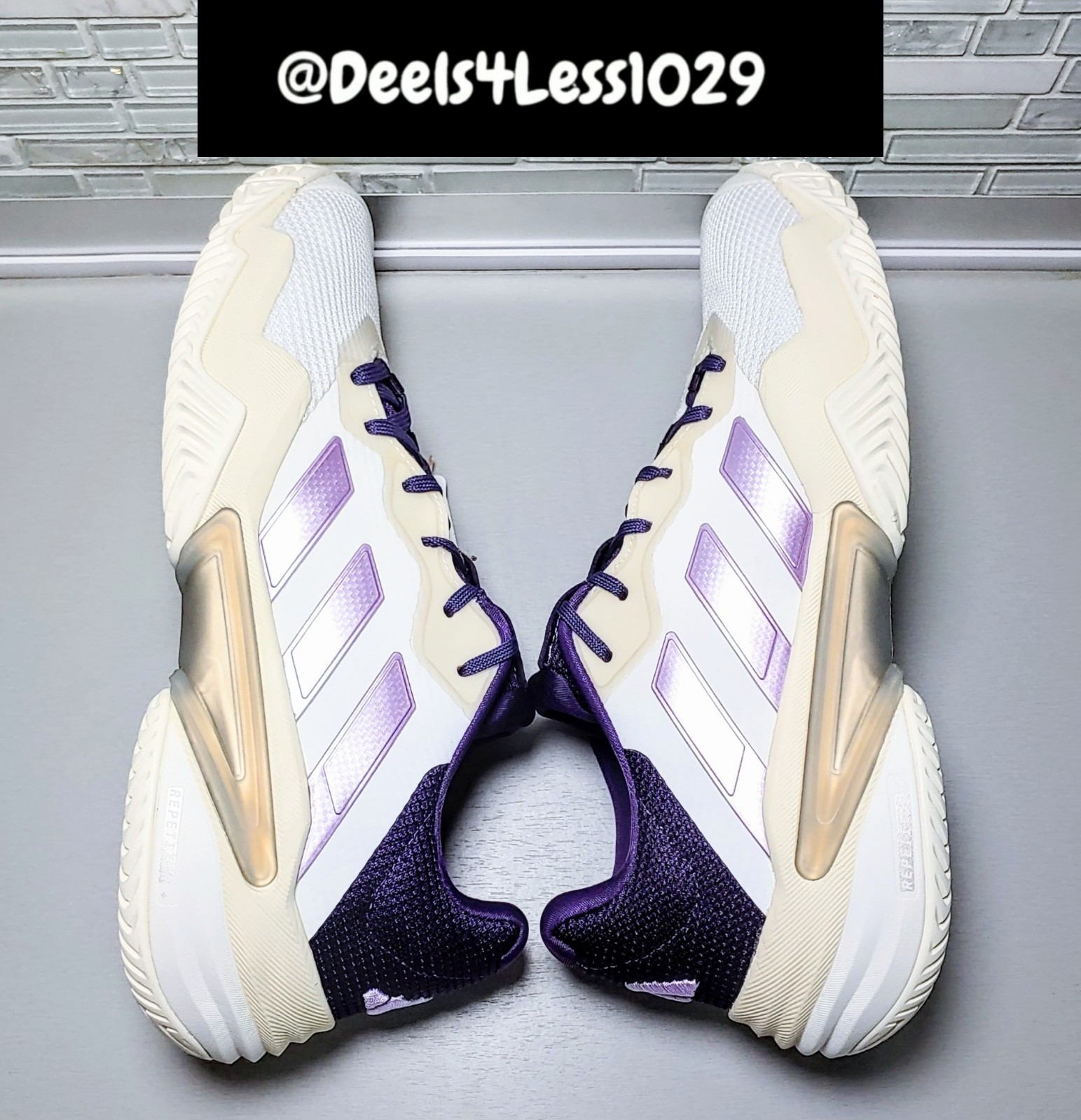 Adidas Barricade 13 Tennis Pickleball Womens Size 9.5 White Purple Plum JR7814