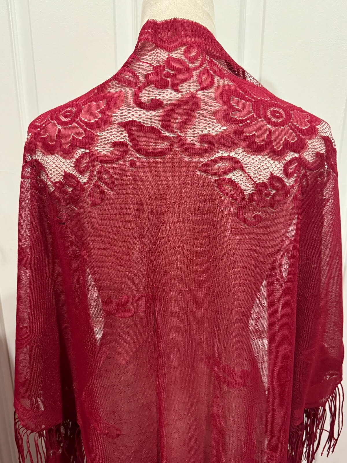 Wine Red Sheer Triangle Scarf Shawl Wrap Lightweight 70.9×29.5inches