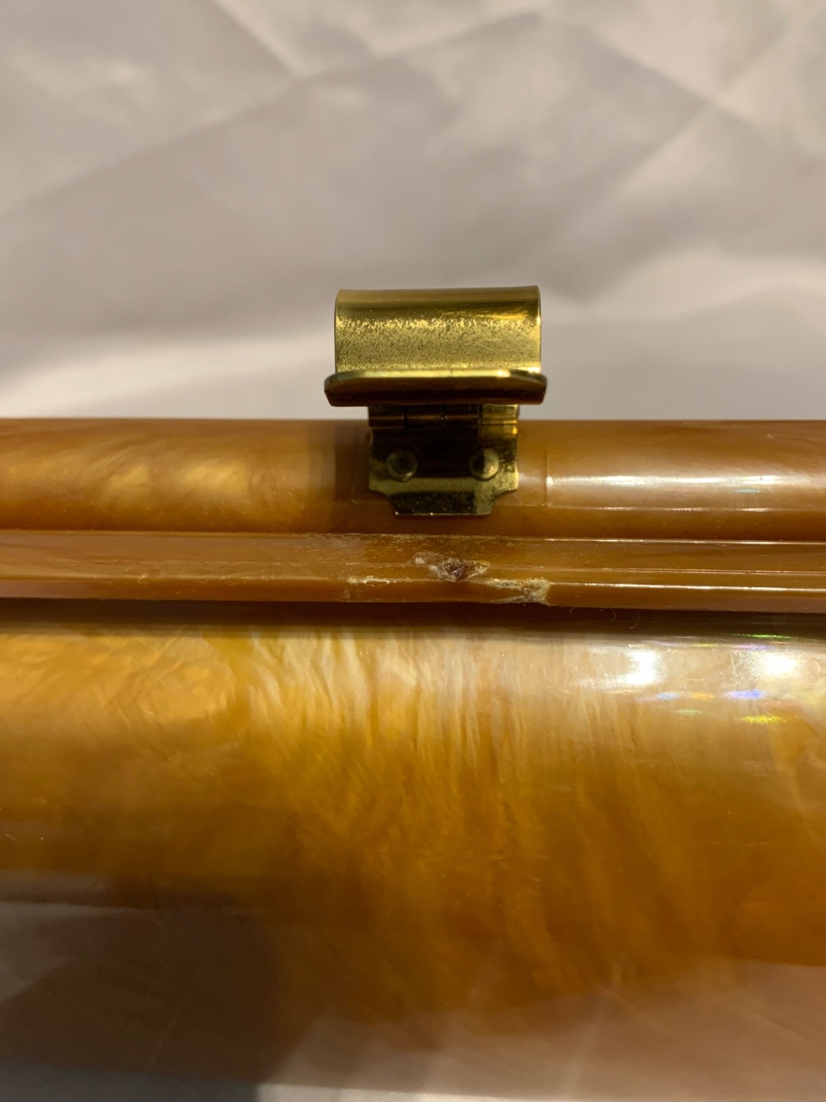 ART DECO Butterscotch TORTOISESHELL AMBER TONE BAKELITE LUCITE Clutch Purse