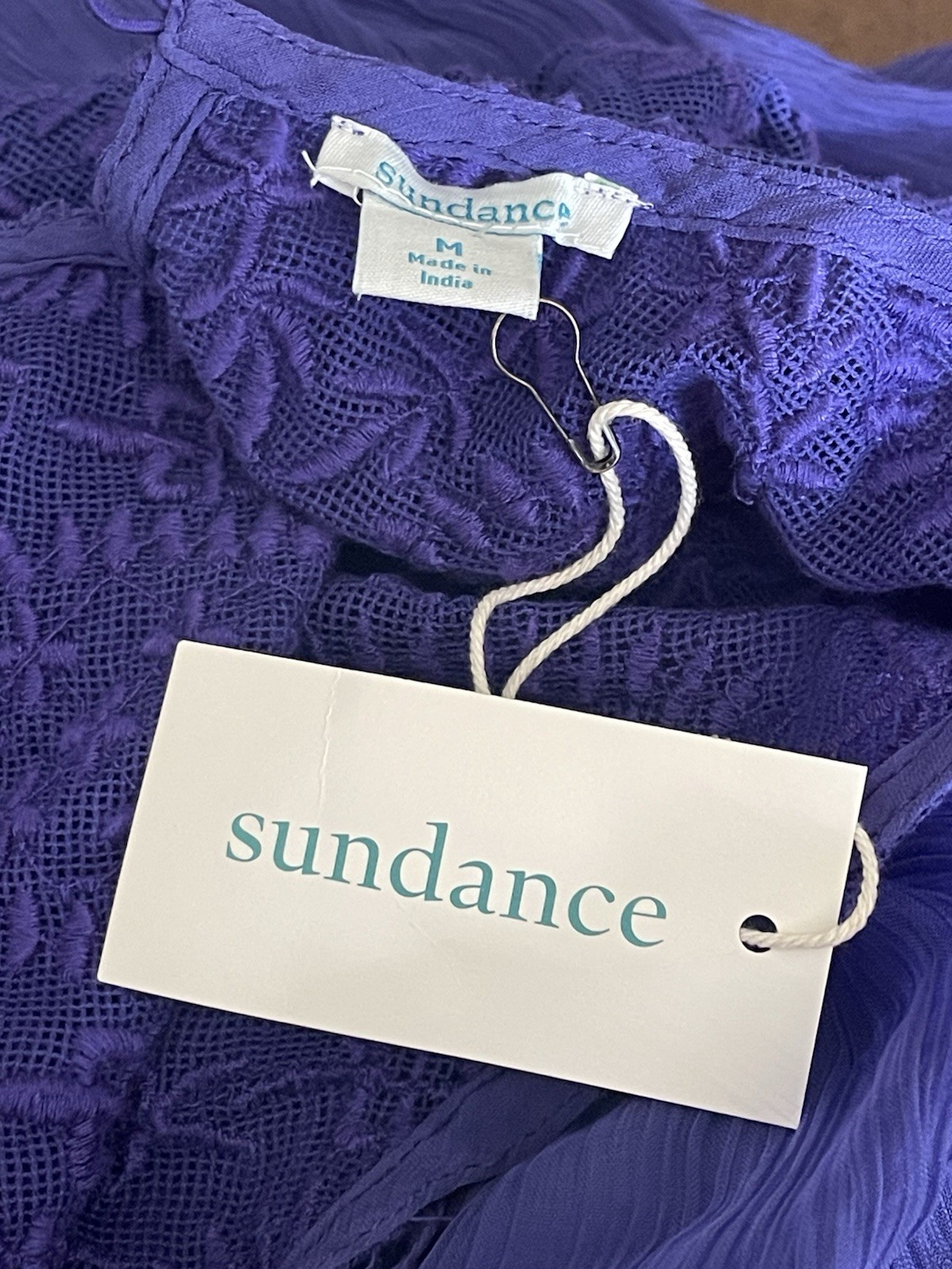 Sundance Woman’s Embroidered Long Ruffle Purple NWT Chiffon Maxi Dress Medium