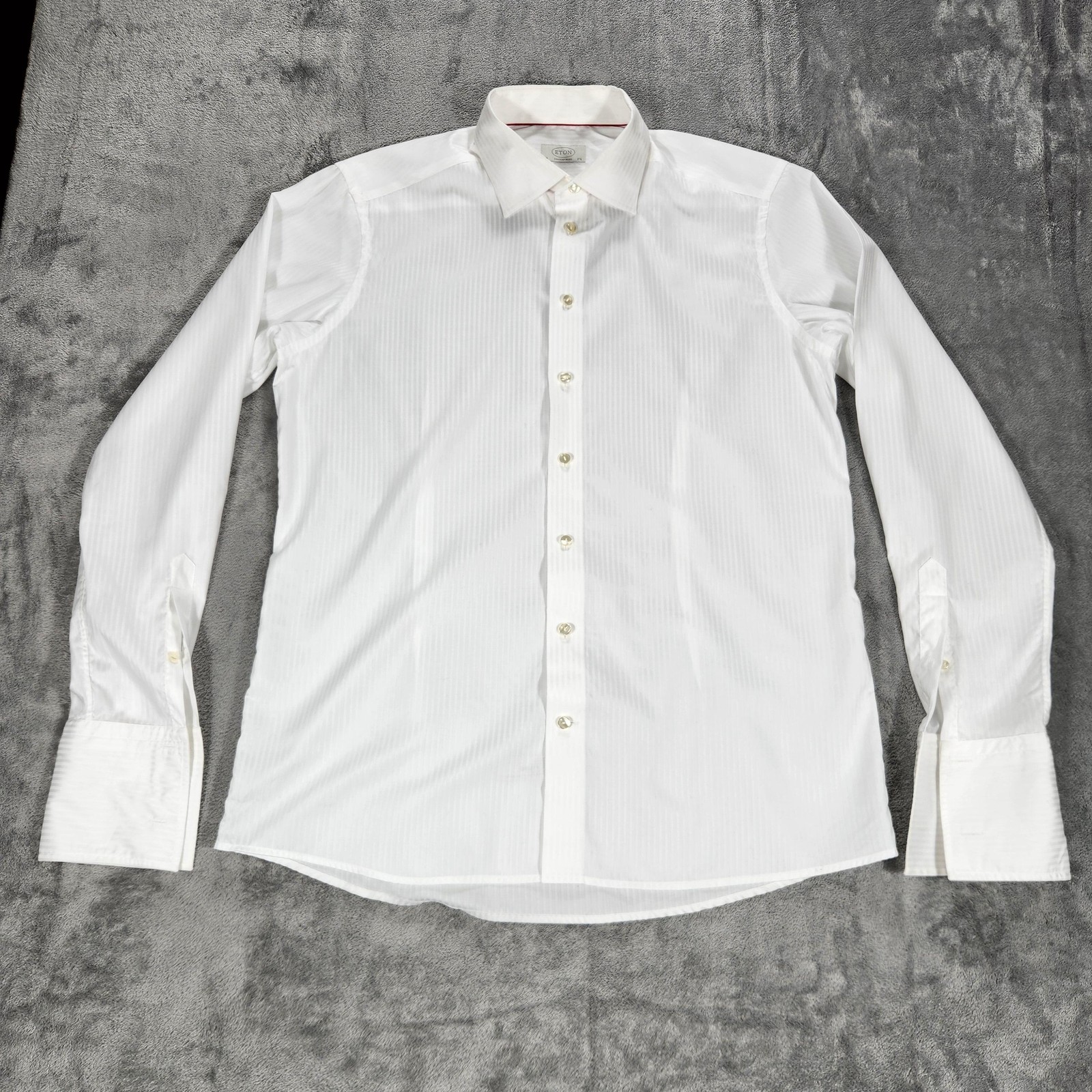 Eton Shirt Mens 17.5 44 White Stripe Contemporary Dress Long Sleeve Cotton