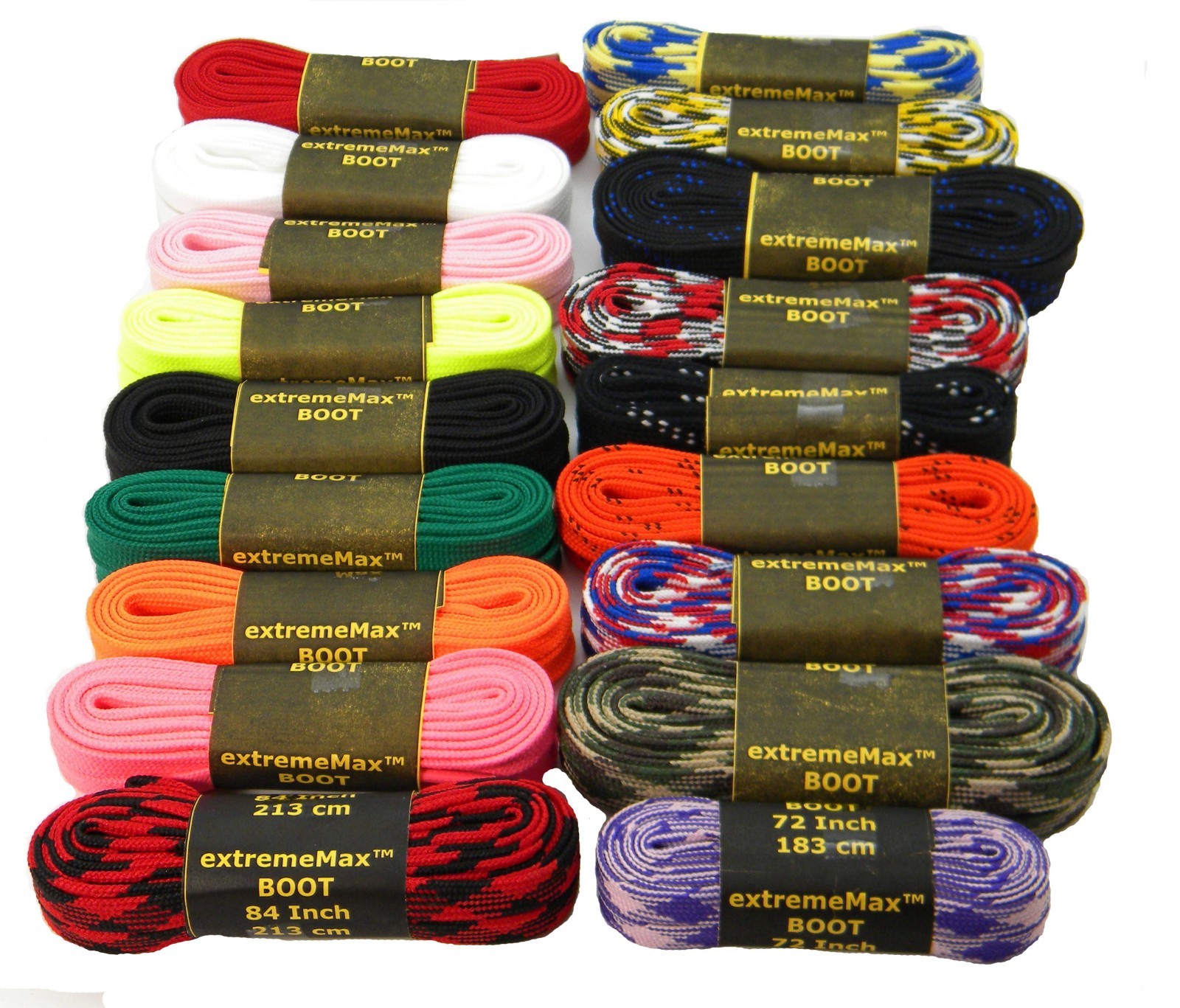 2 Pair- Retro Hockey Skate Laces extremeMAX flat 10mm wide tube style * NEW *