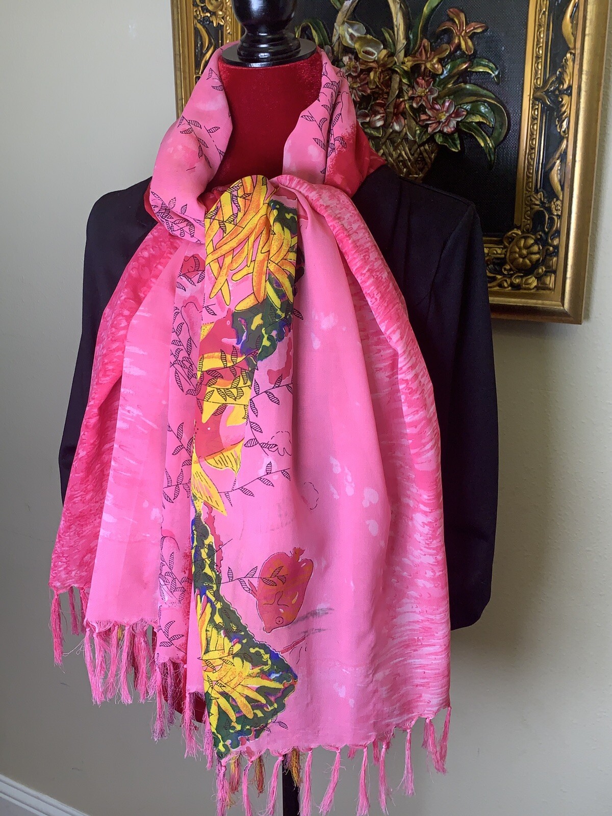 Large 180 *110 m . 100 % GEORGETTE Pink Pattern Scarf And ShawL