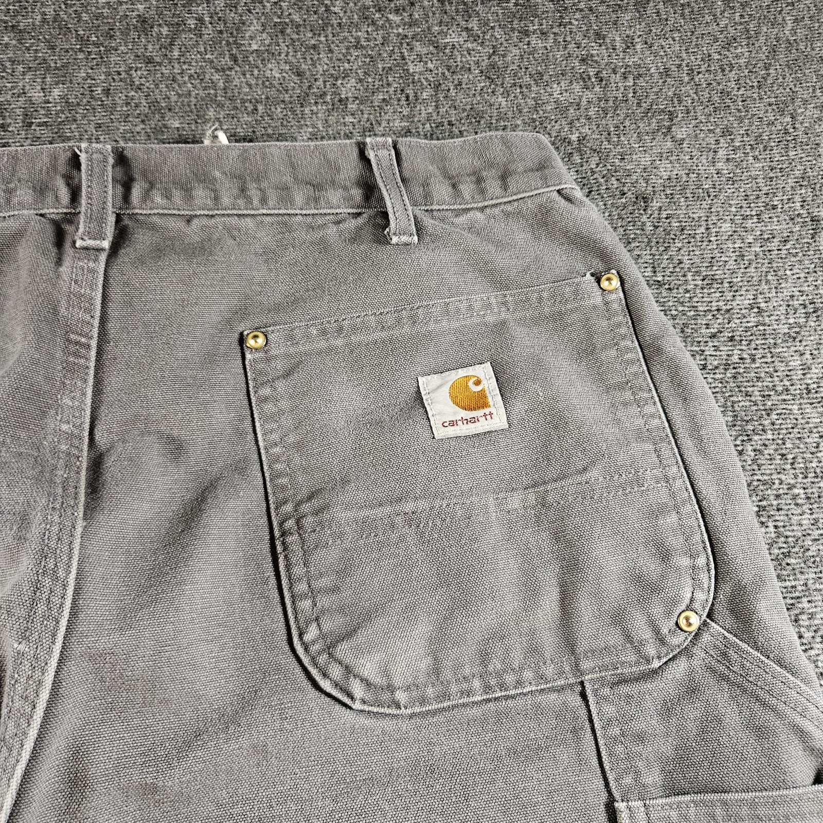 Carhartt Pants Mens 36×34 Gray Canvas Double Knee Carpenter B01 GVL Made USA