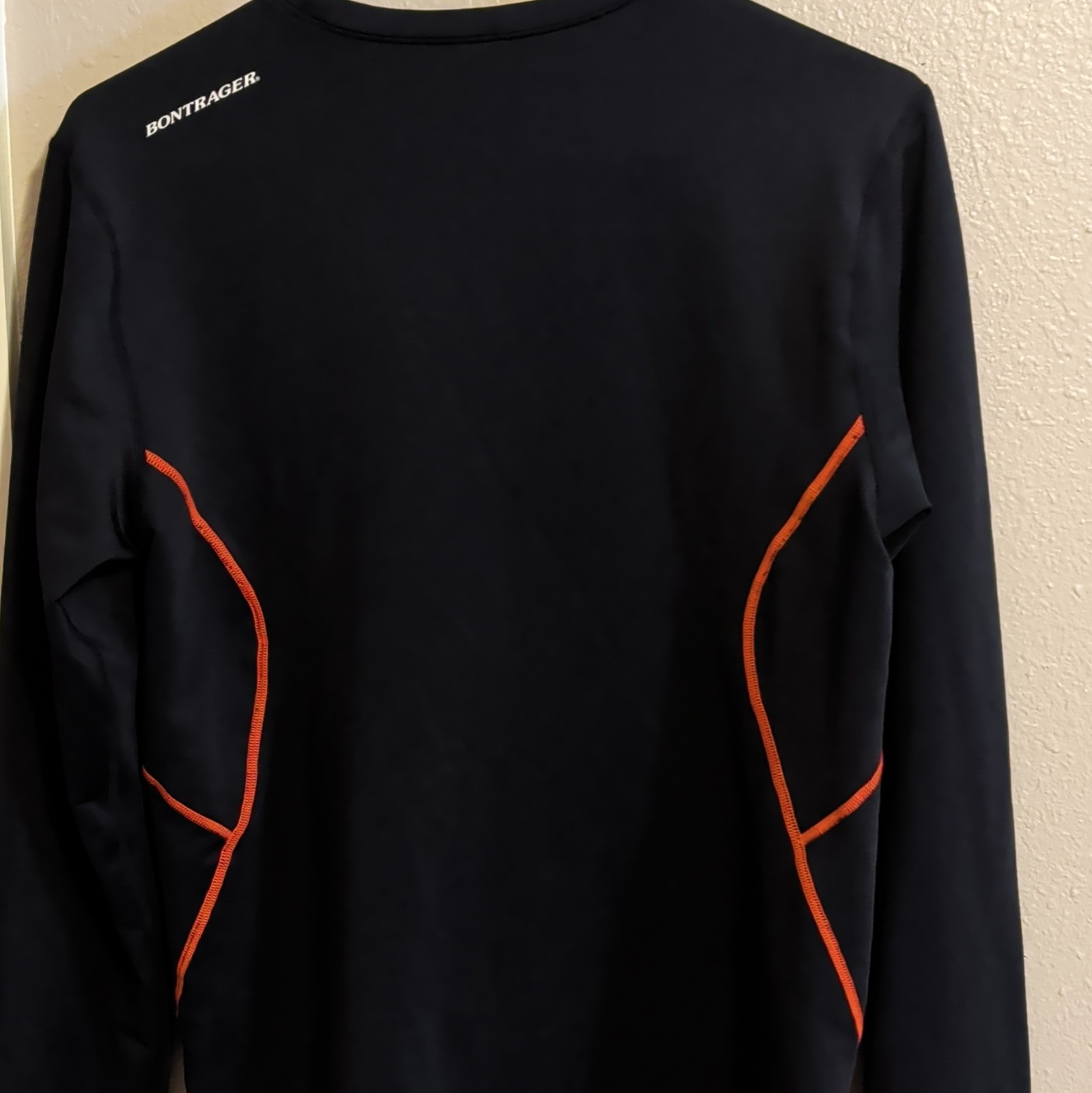 Bontrager Men’s L Black/Orange Long Sleeve Cycling Tee, Polyester Stretch
