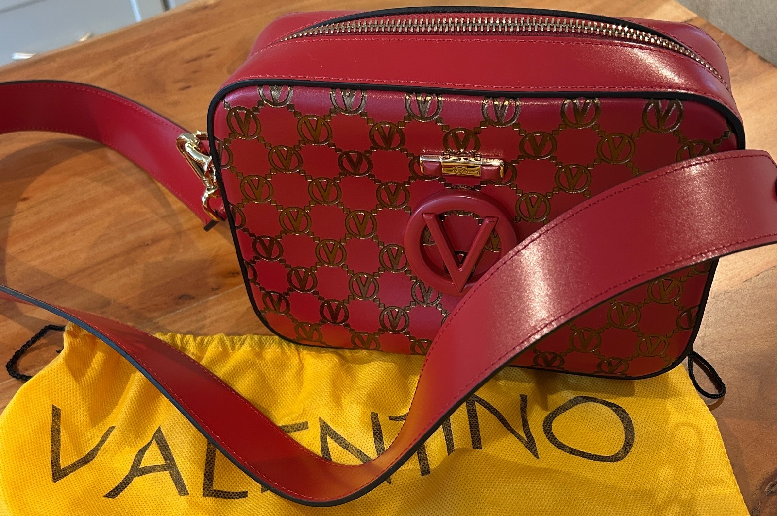 Valentino Babette Monogram Crossbody Bag Red/Dark Magenta Brand New