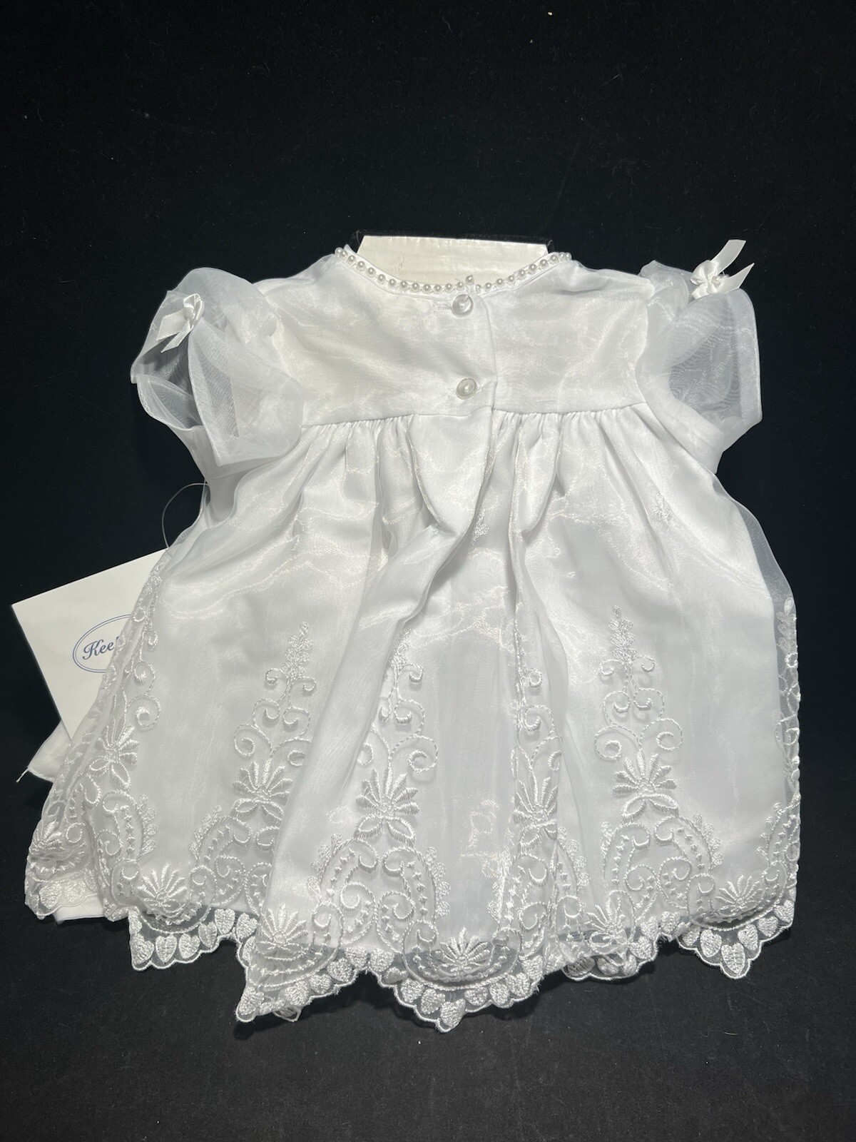 Keepsake Infant 2 Piece Christening Outfit Floral White Dress & Hat, 0-3 Mo.