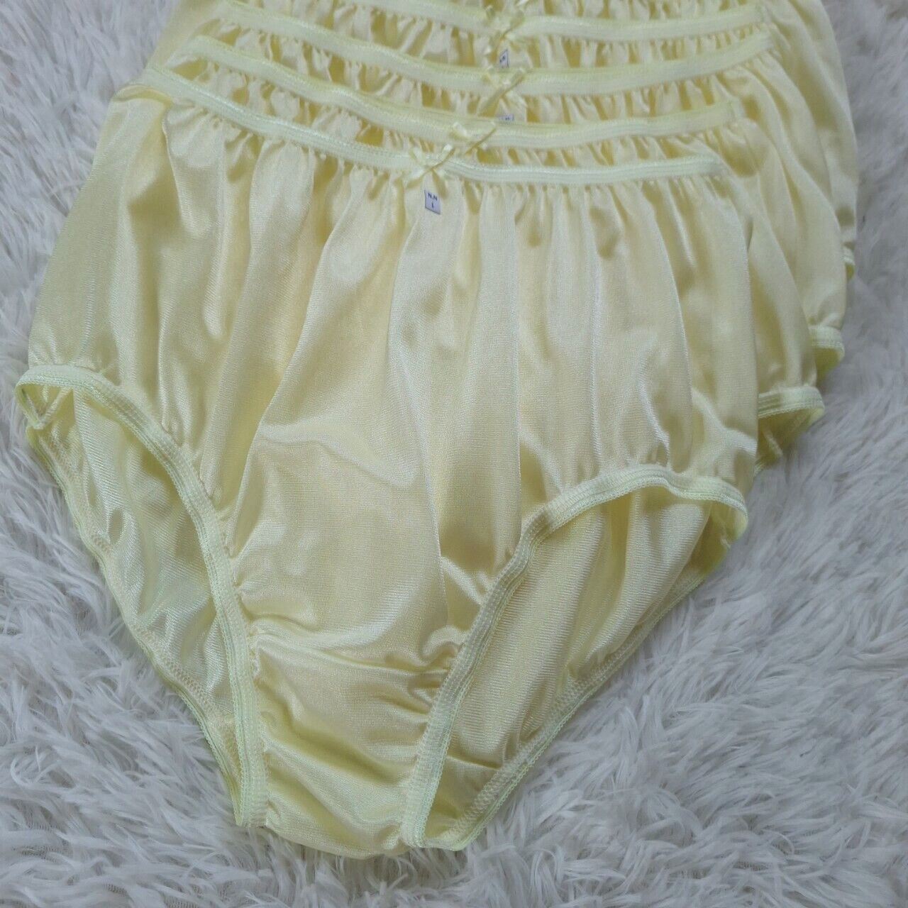 7pc Yellow Nylon Panties Underwear Silky Soft Smooth Briefs Full Waist 30″-36″ L