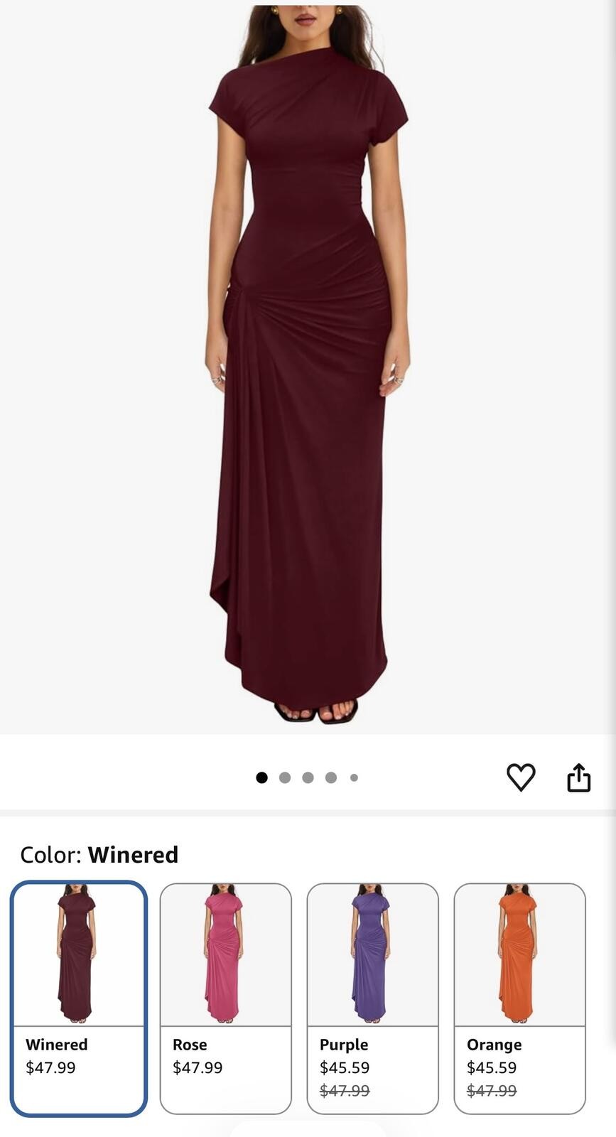 Viral OYS Short Sleeve Boat Neck Ruched Maxi Dress