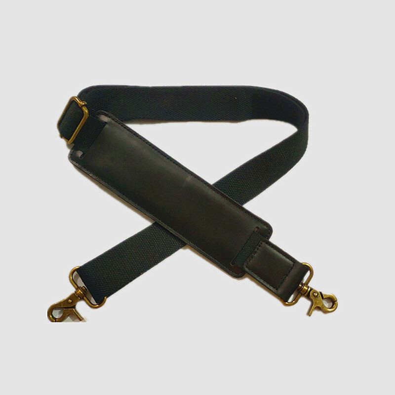 Vintage Shoulder Strap with Genuine Leather Pad Metal Hooks for Duffle Laptop