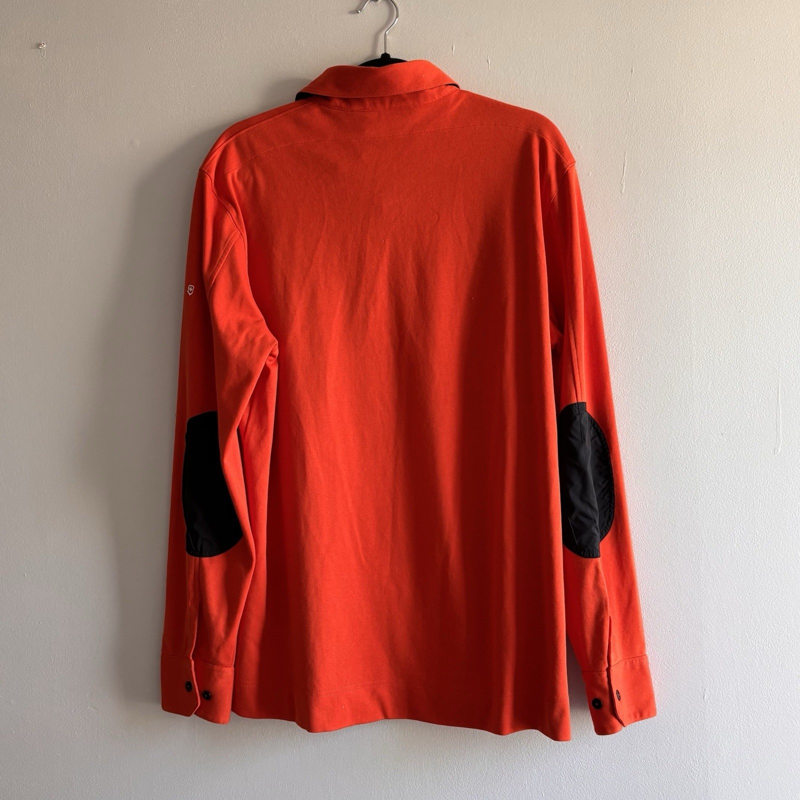Victorinox Men Large Swiss Army Red Sweater 1/4 Zip Elbow Patch Cotton Blend NWT