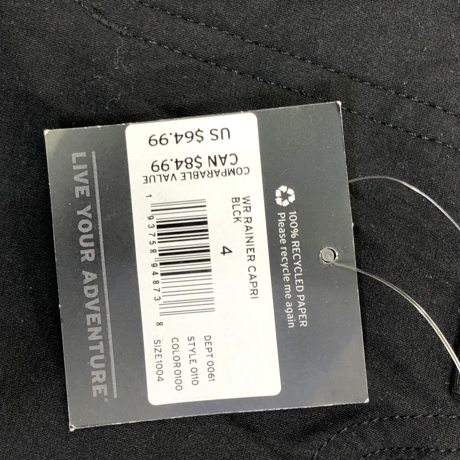 Eddie Bauer Pants Womens 4 Black WR Rainier Capri Water Resistant Hiking UPF 50