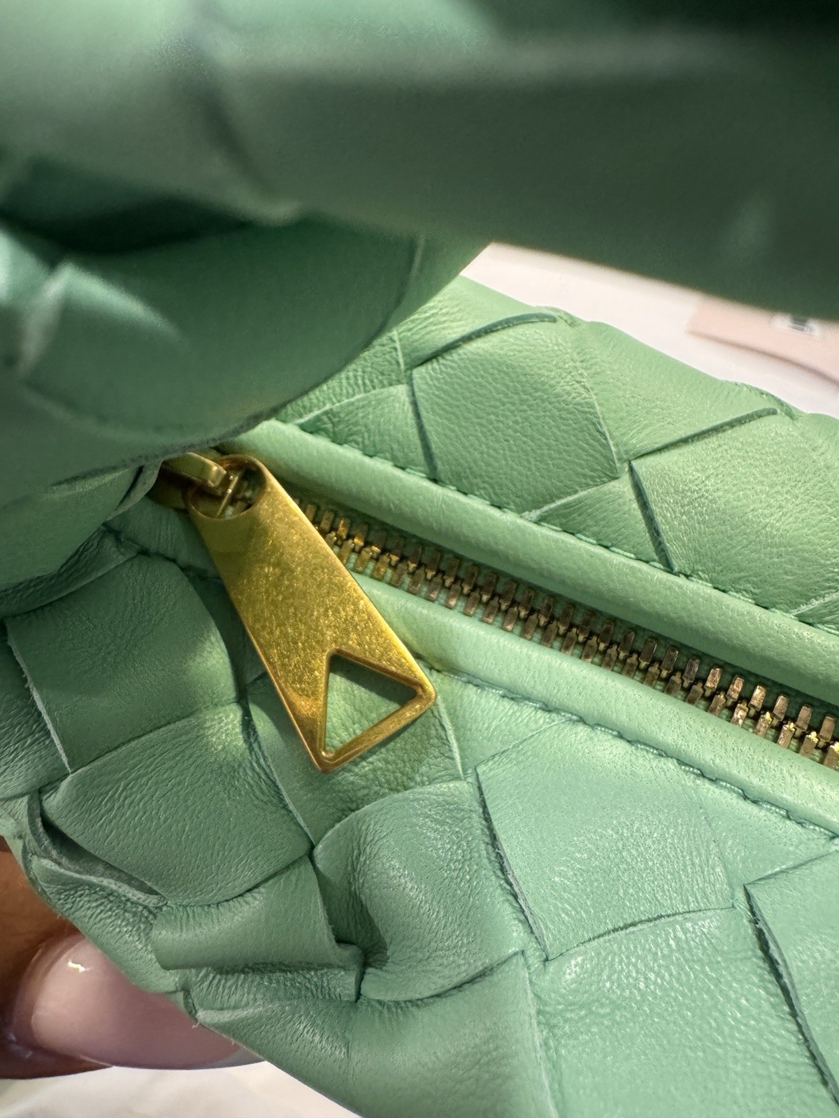 Bottega Veneta Candy Jodie Intrecciato Green Shoulder Bag Zip Gold +Dust