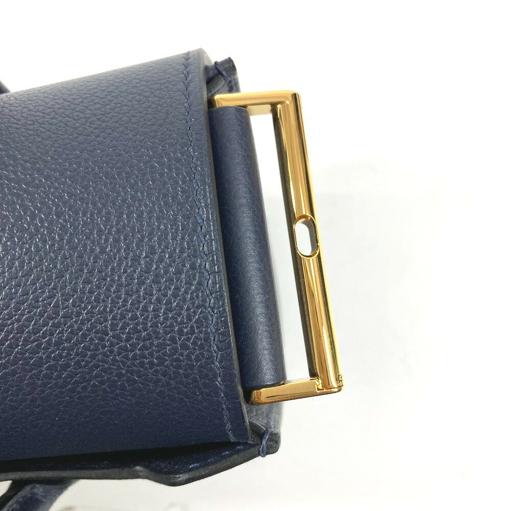 Hermes New Drag 22 Handbag Shoulder Bag 8.7in Evercolor Leather Navy Z Stamp 99