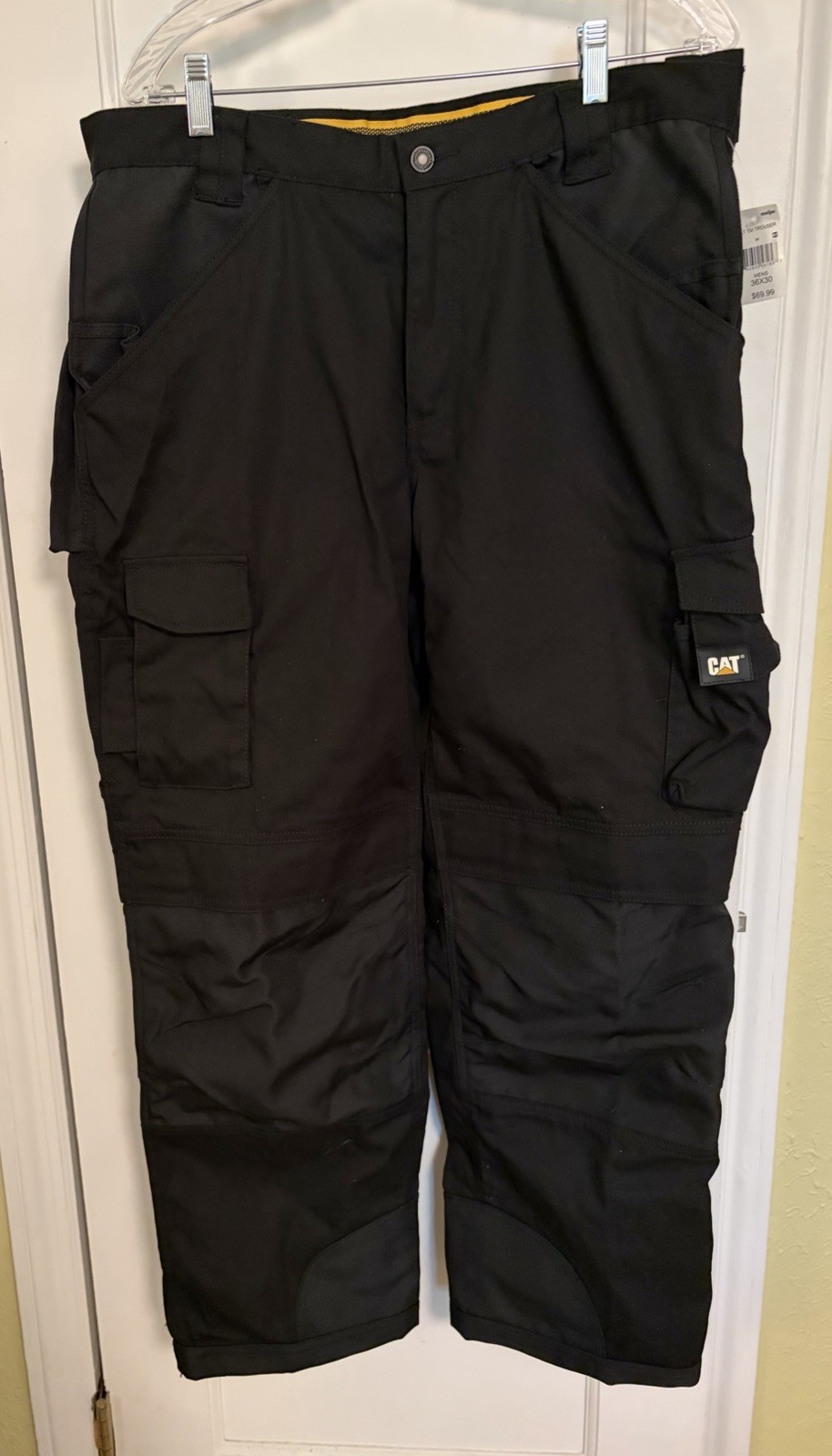 CAT Men’s Black Work Cargo Pants Trademark Trouser 36×30 NWT
