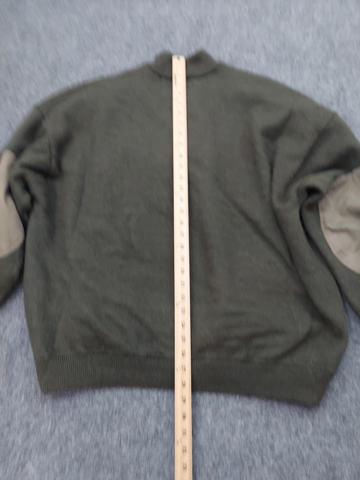 Cabelas Windshear Wool Sweater Mens 3XLT Olive Green Elbow Patches 1/4 Zip READ