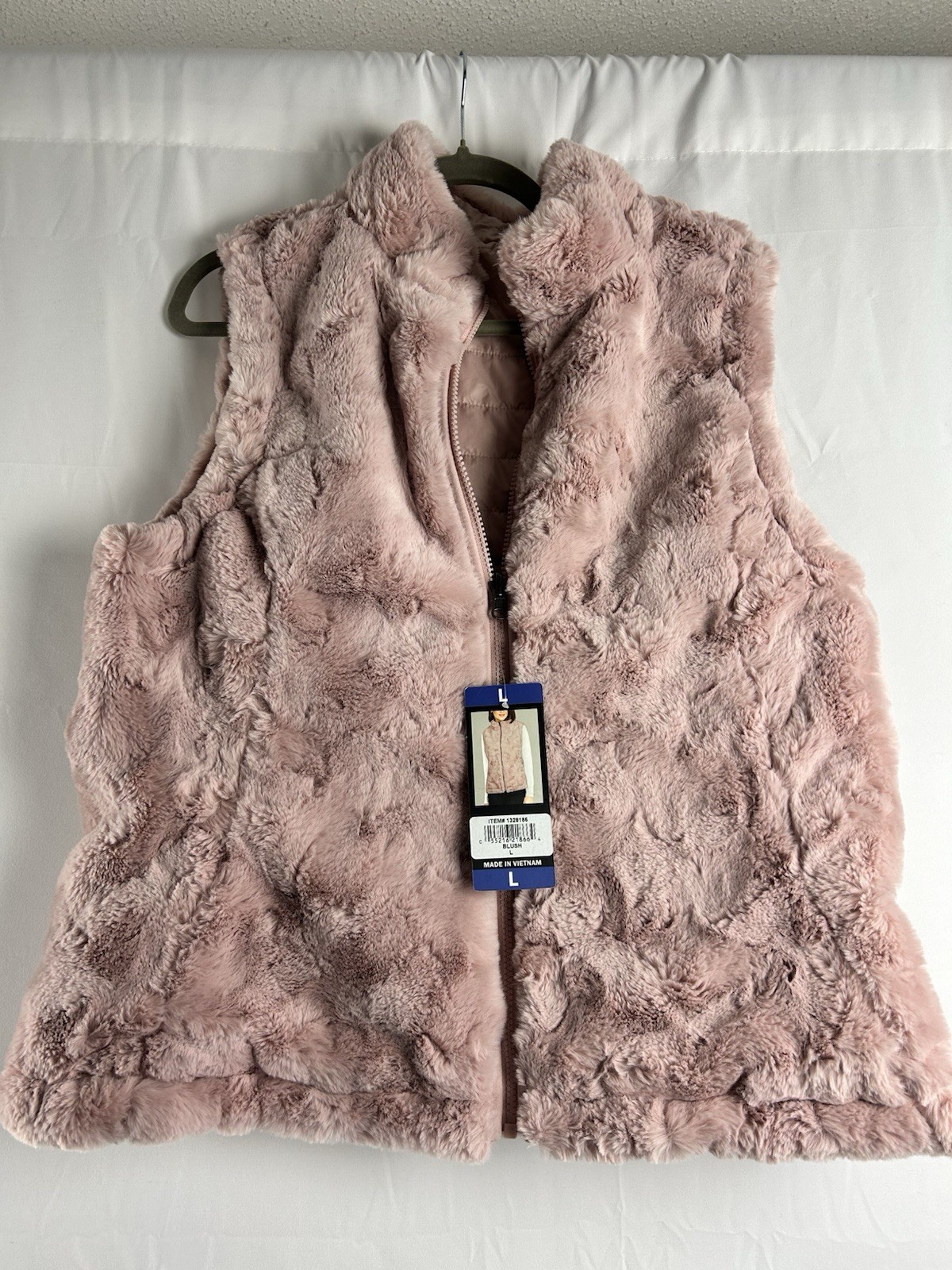 Original Nicole Miller Reversible Quilted/Puffer Zip Vest Blush Women L 1328186