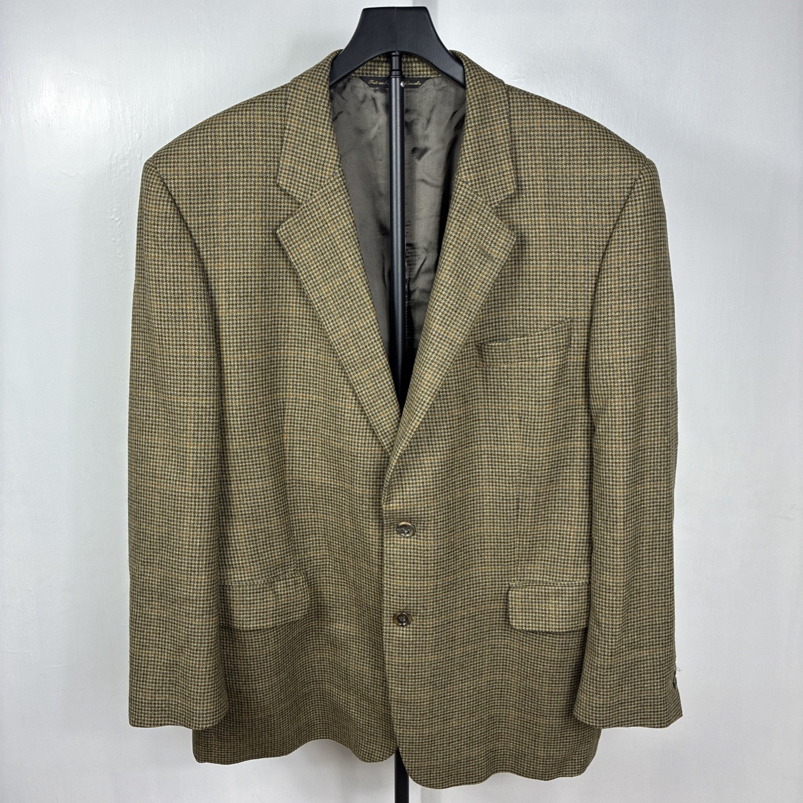 Men’s Wool 45R Enzo of Andover Brown Hounds Tooth Blazer Jacket Sport Coat